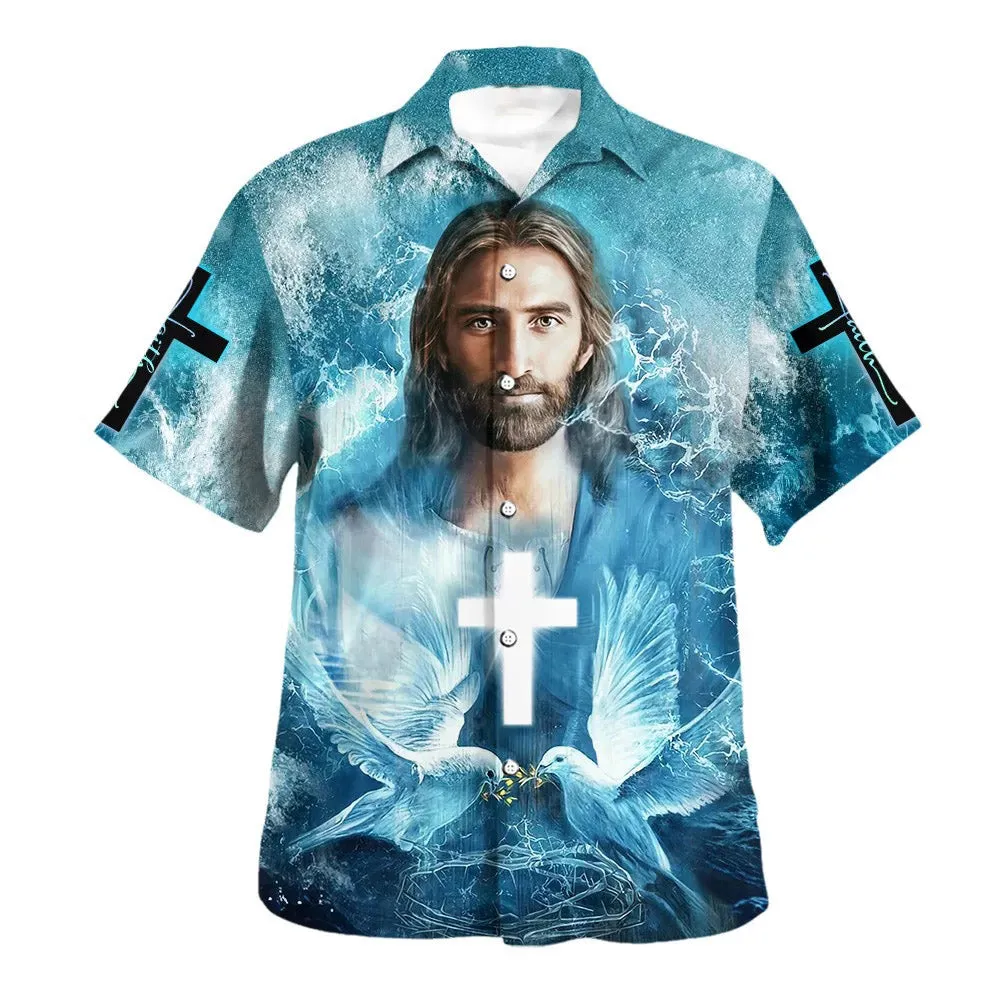 Jesus Pigeon Cross Hawaiian Shirts For Men & Women - Christian Hawaiian Shirt - Hawaiian Summer Shirts