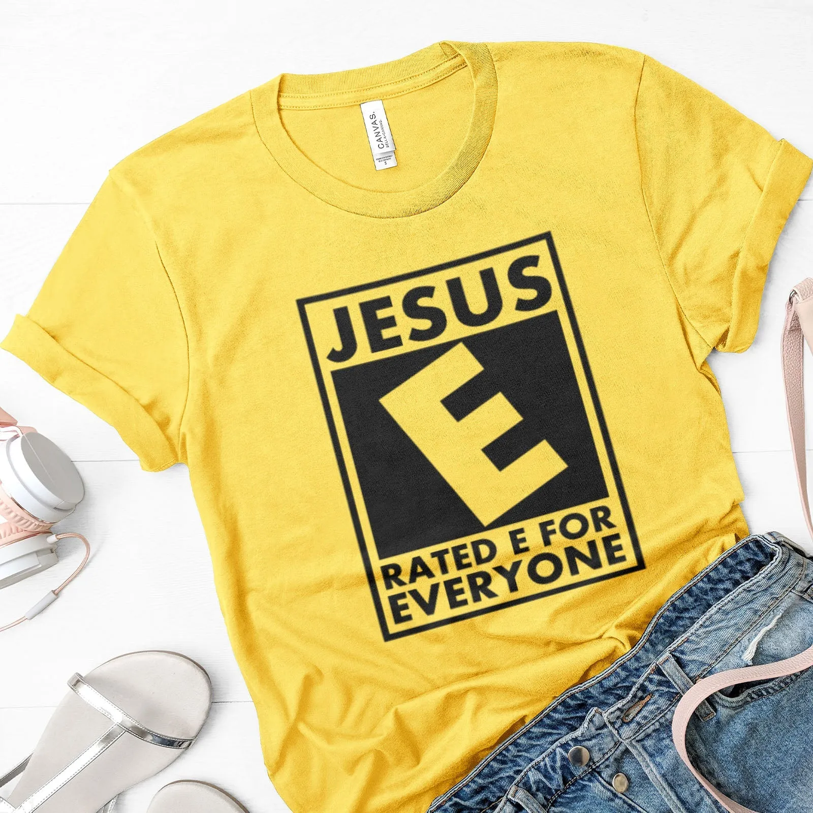 Jesus Rated E For Everyone Tee Shirts For Women - Christian Shirts for Women - Religious Tee Shirts