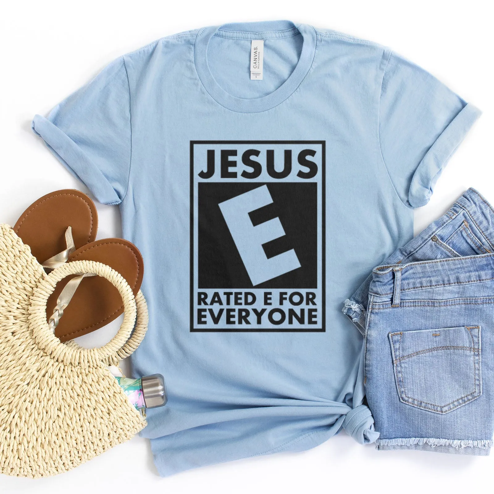 Jesus Rated E For Everyone Tee Shirts For Women - Christian Shirts for Women - Religious Tee Shirts