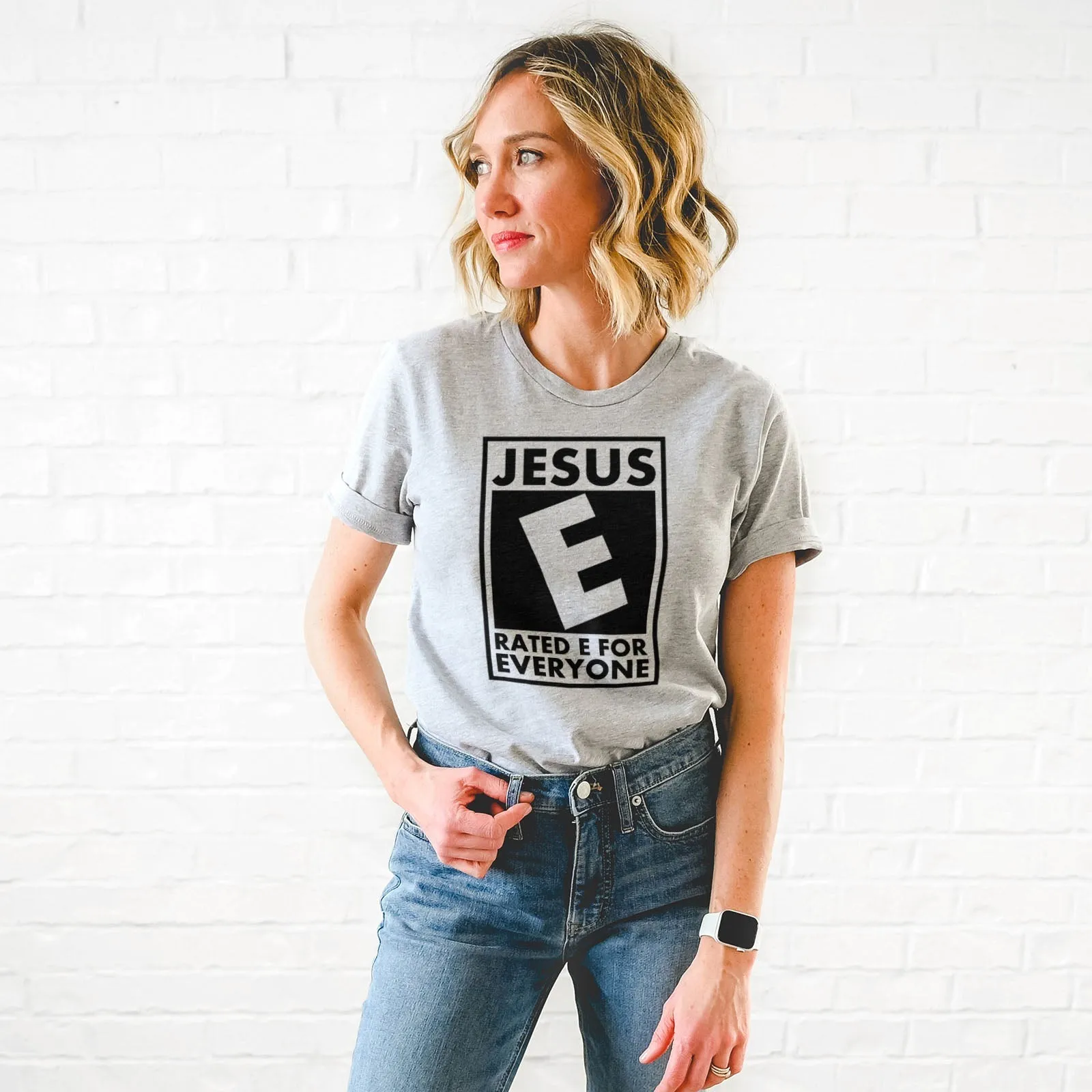 Jesus Rated E For Everyone Tee Shirts For Women - Christian Shirts for Women - Religious Tee Shirts