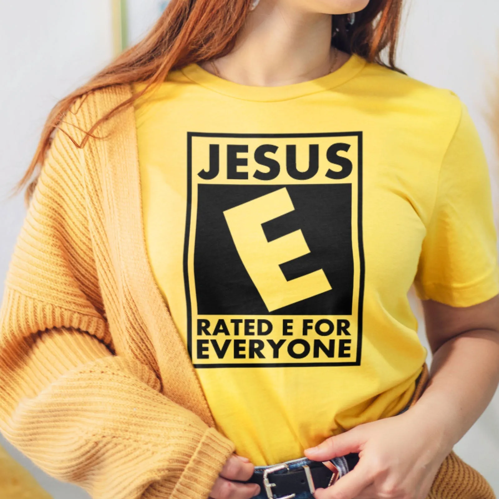 Jesus Rated E For Everyone Tee Shirts For Women - Christian Shirts for Women - Religious Tee Shirts