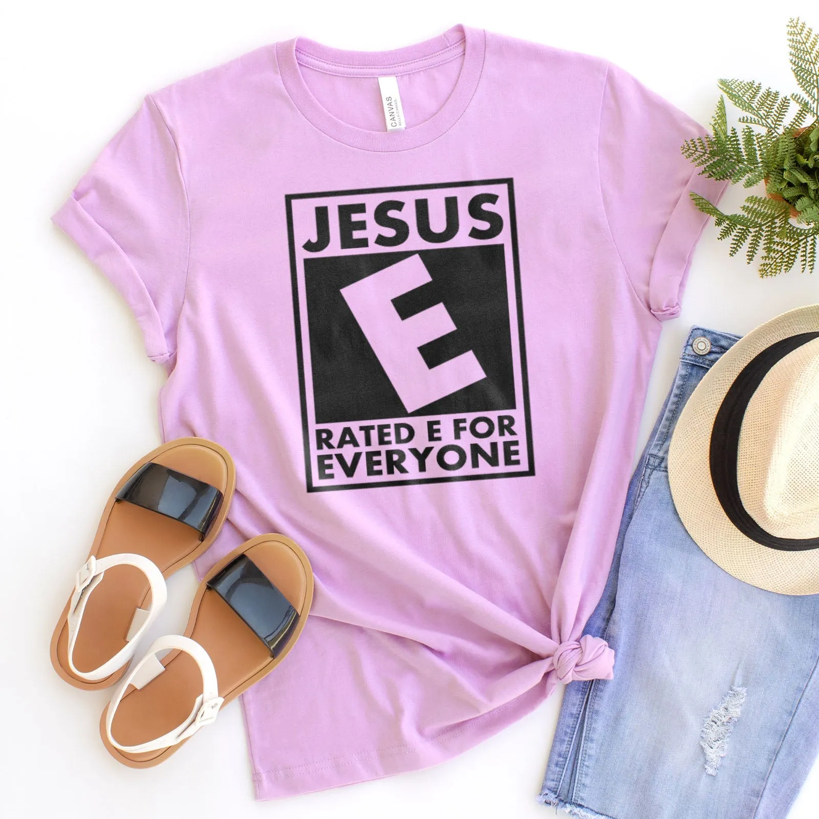 Jesus Rated E For Everyone Tee Shirts For Women - Christian Shirts for Women - Religious Tee Shirts