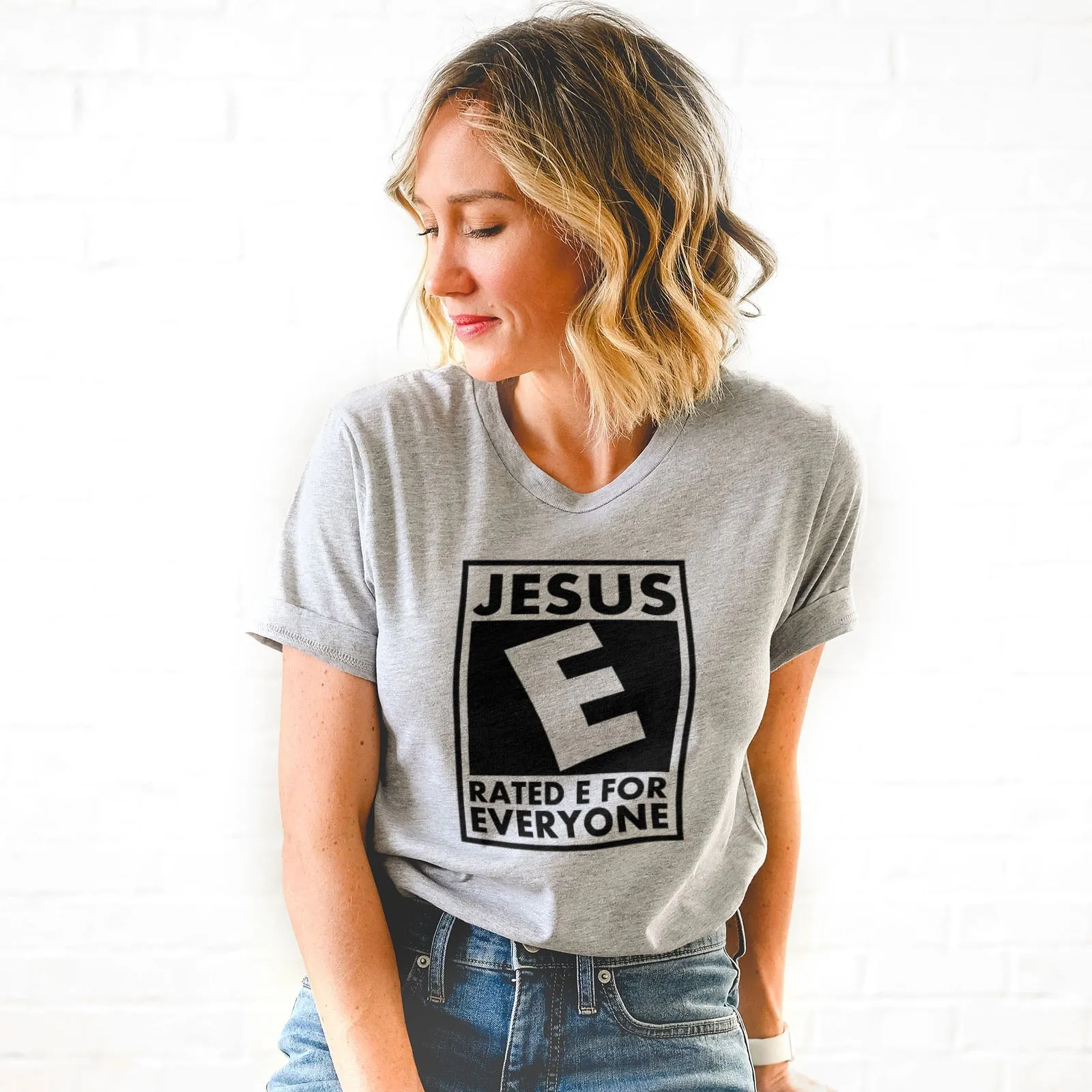 Jesus Rated E For Everyone Tee Shirts For Women - Christian Shirts for Women - Religious Tee Shirts