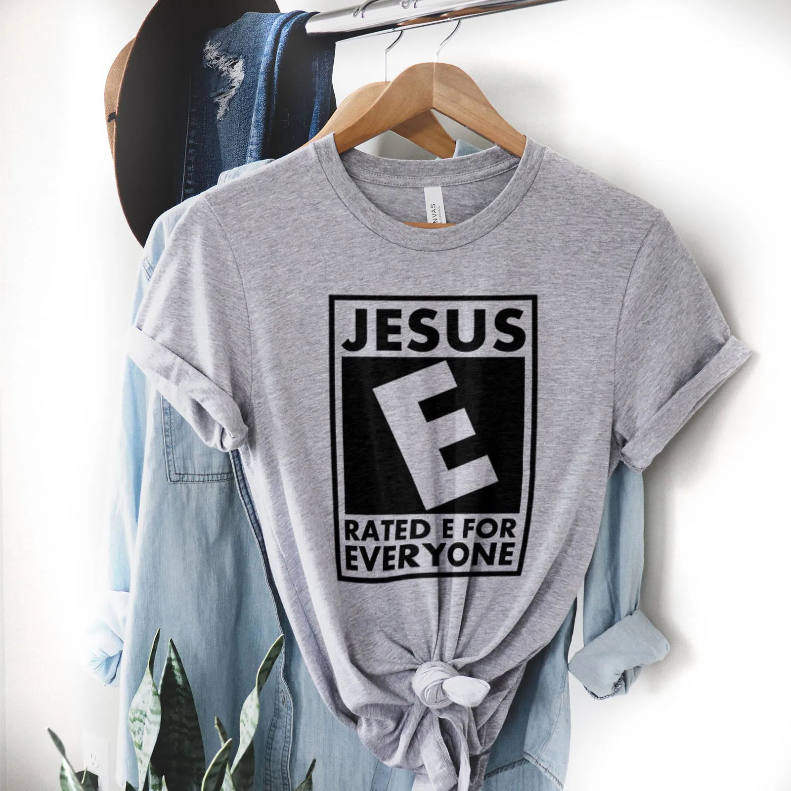 Jesus Rated E For Everyone Tee Shirts For Women - Christian Shirts for Women - Religious Tee Shirts