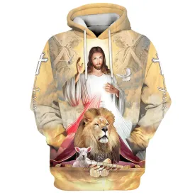 Jesus The Lion Of Judah The Lamb Of God Hoodies Jesus Hoodie Men & Women Christian Hoodie 3D Printed Hoodie