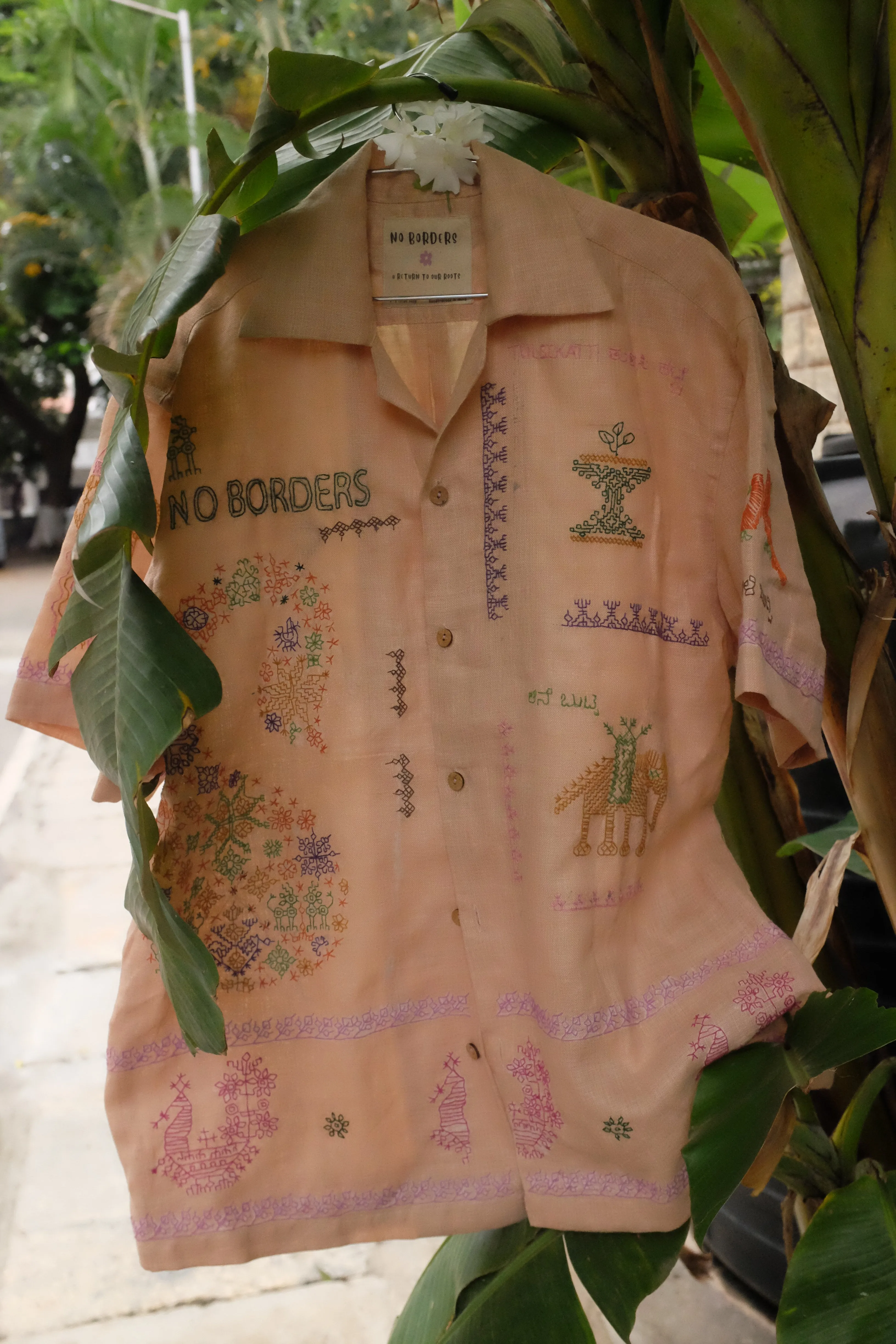 Kasuti Peach Badam Motif Shirt