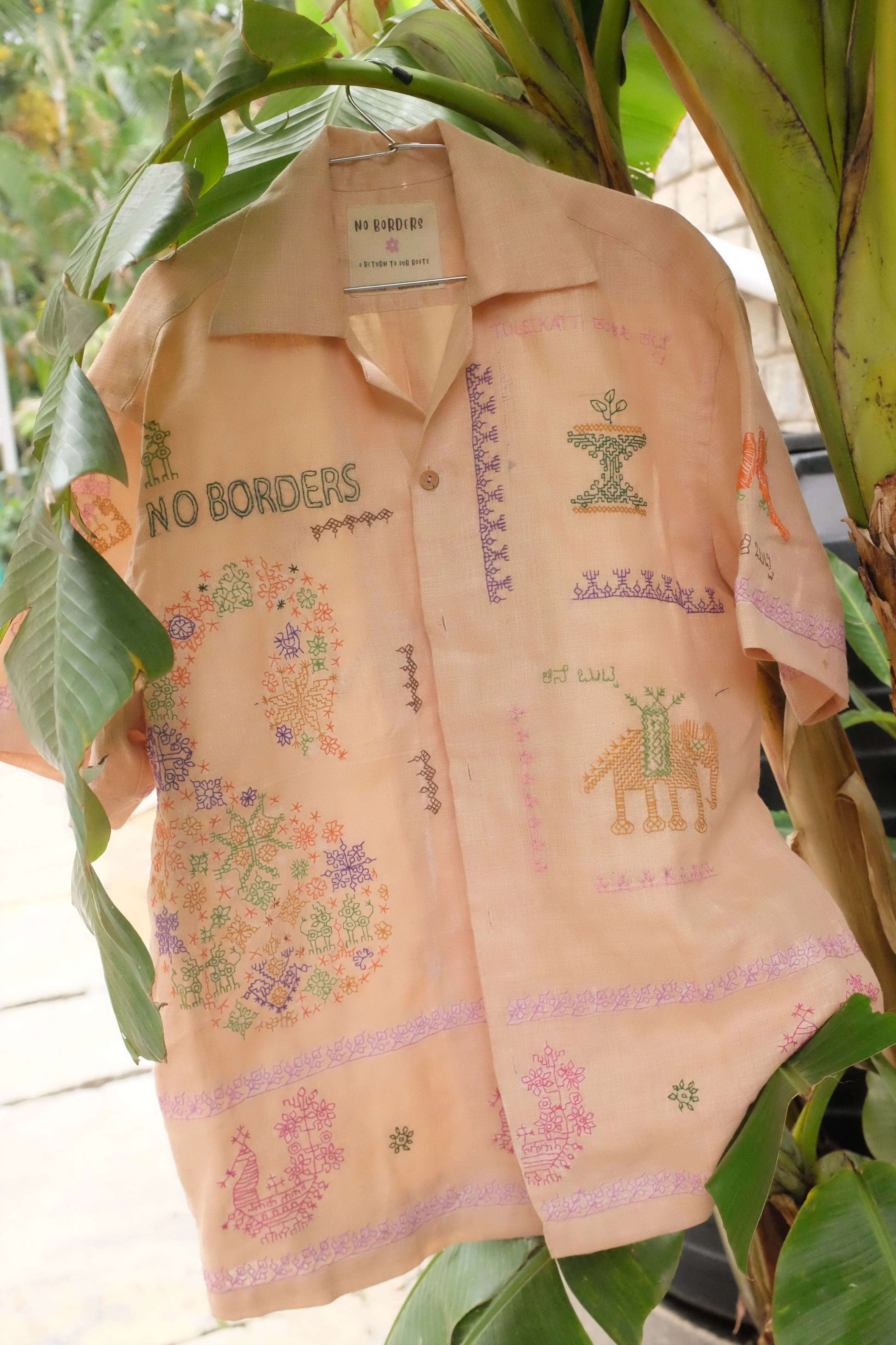 Kasuti Peach Badam Motif Shirt