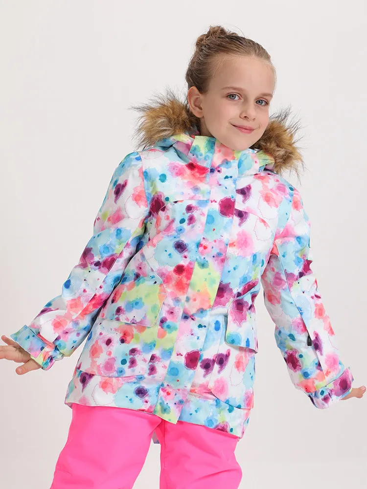 Kid's Colorful Spots Winter Snowboard Jacket