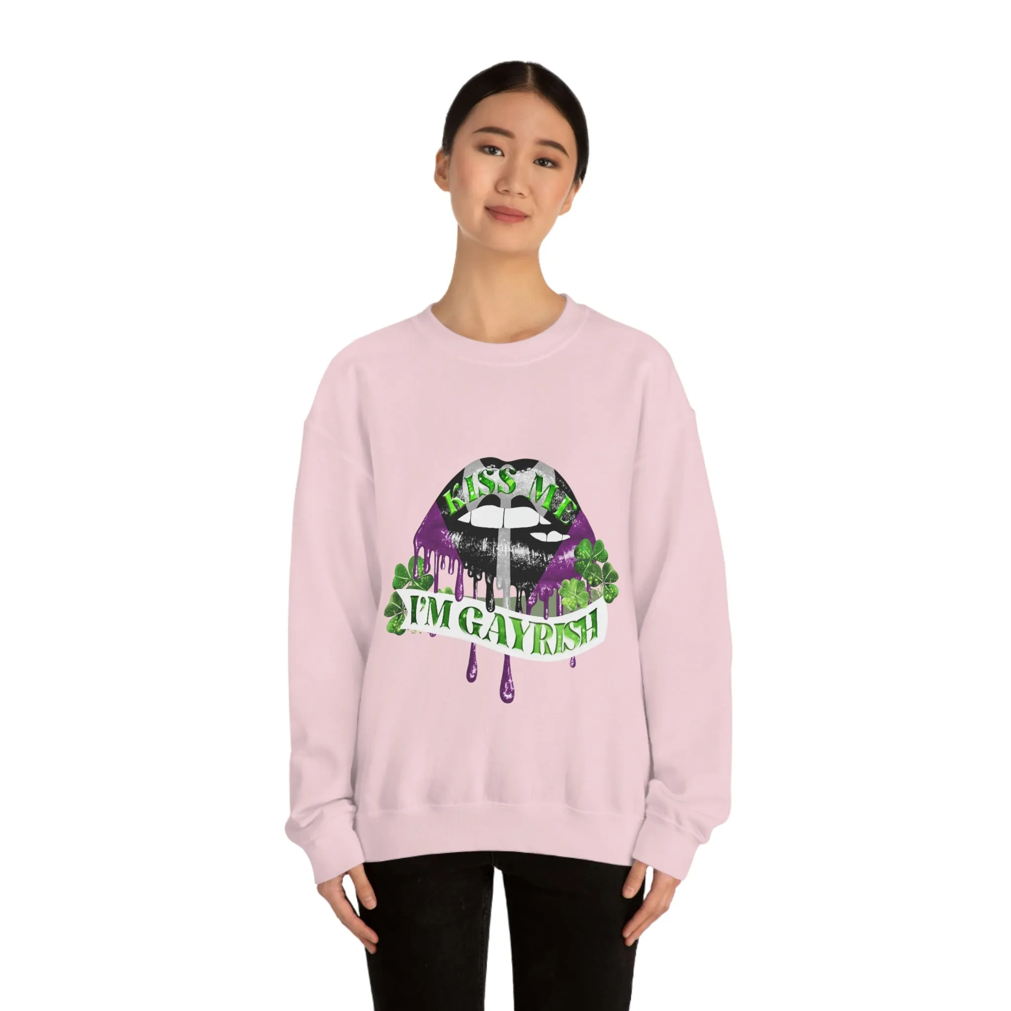 Labrys Lesbian Flag Heavy Blend Crewneck Sweatshirt St. Patricks Day Unisex Size - Kiss Me