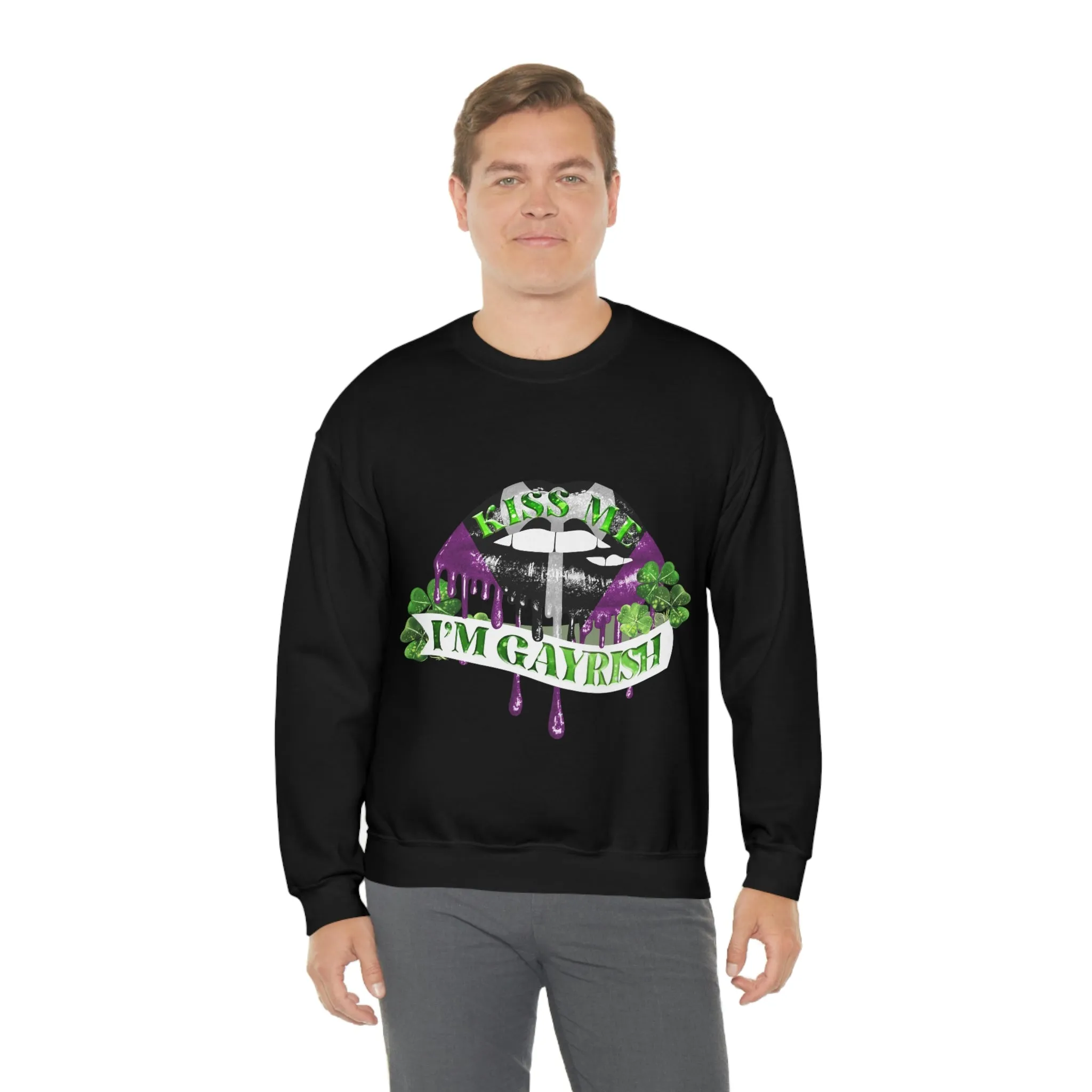 Labrys Lesbian Flag Heavy Blend Crewneck Sweatshirt St. Patricks Day Unisex Size - Kiss Me