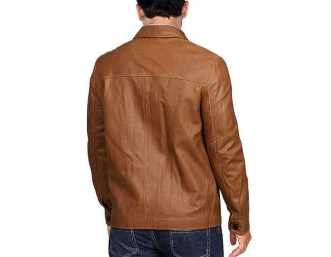 Long Sleeve Leather Jacket, men's Jacket in real leather,Stylish brown Leather Jacket