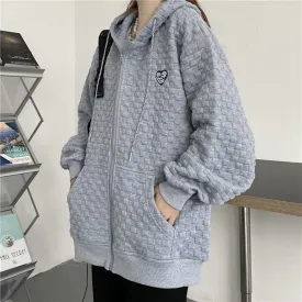 Loose Women Hoodies Autumn New  Pockets White Oversize Coats Harajuku Fashion Zipper Fall Streetwear Sweatshirt Tops