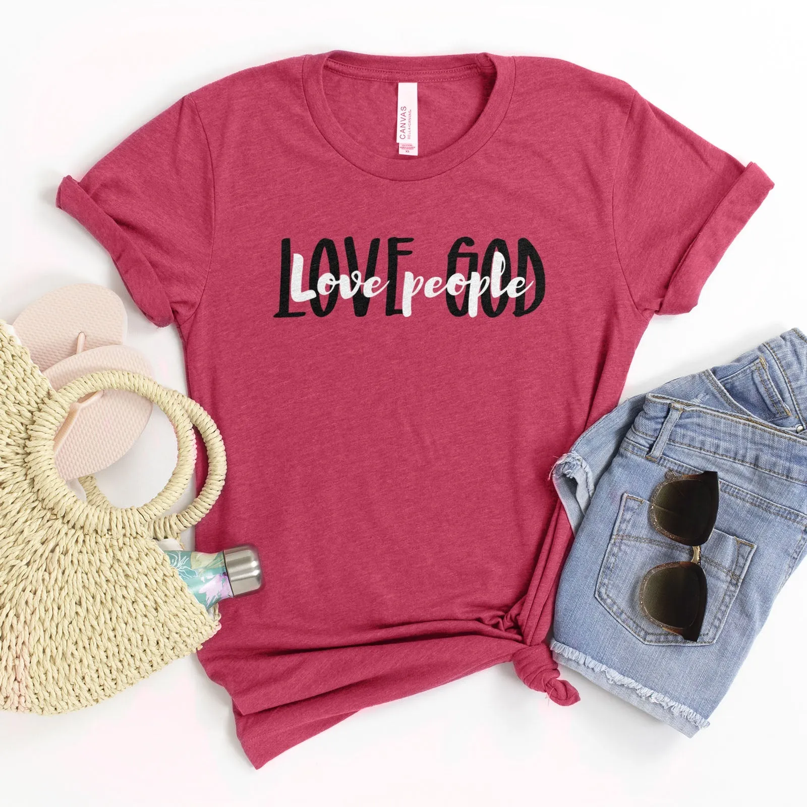 Love God Love People Tee Shirts For Women - Christian Shirts for Women - Religious Tee Shirts