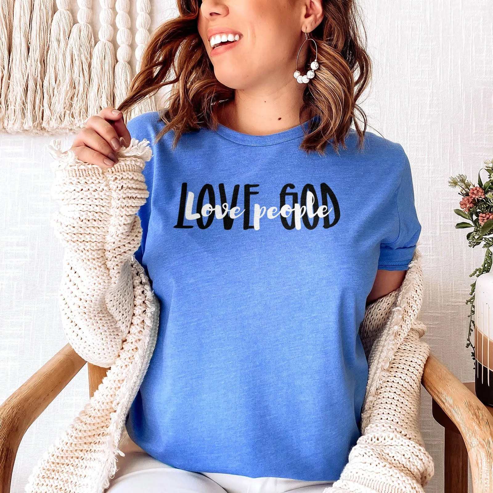 Love God Love People Tee Shirts For Women - Christian Shirts for Women - Religious Tee Shirts