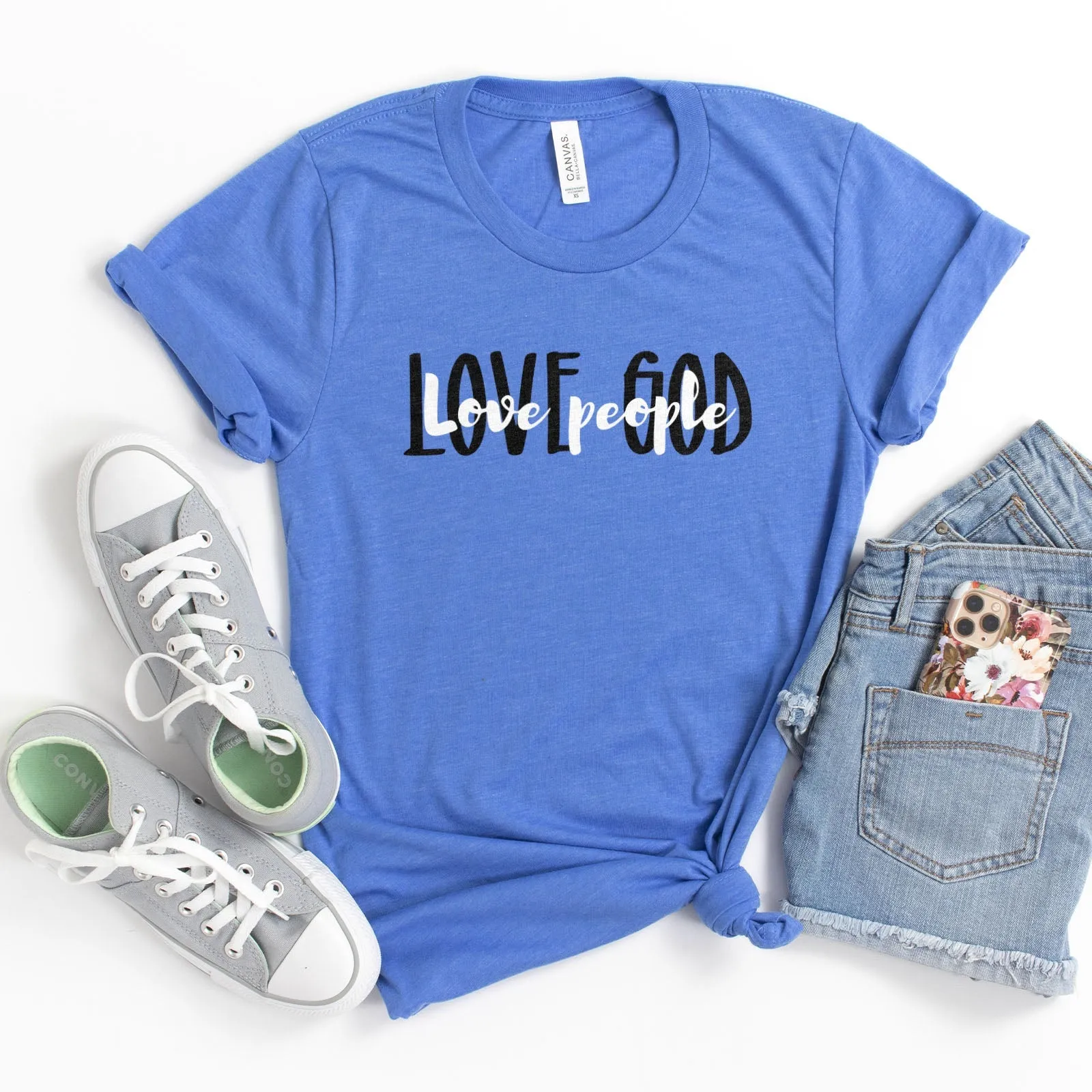 Love God Love People Tee Shirts For Women - Christian Shirts for Women - Religious Tee Shirts