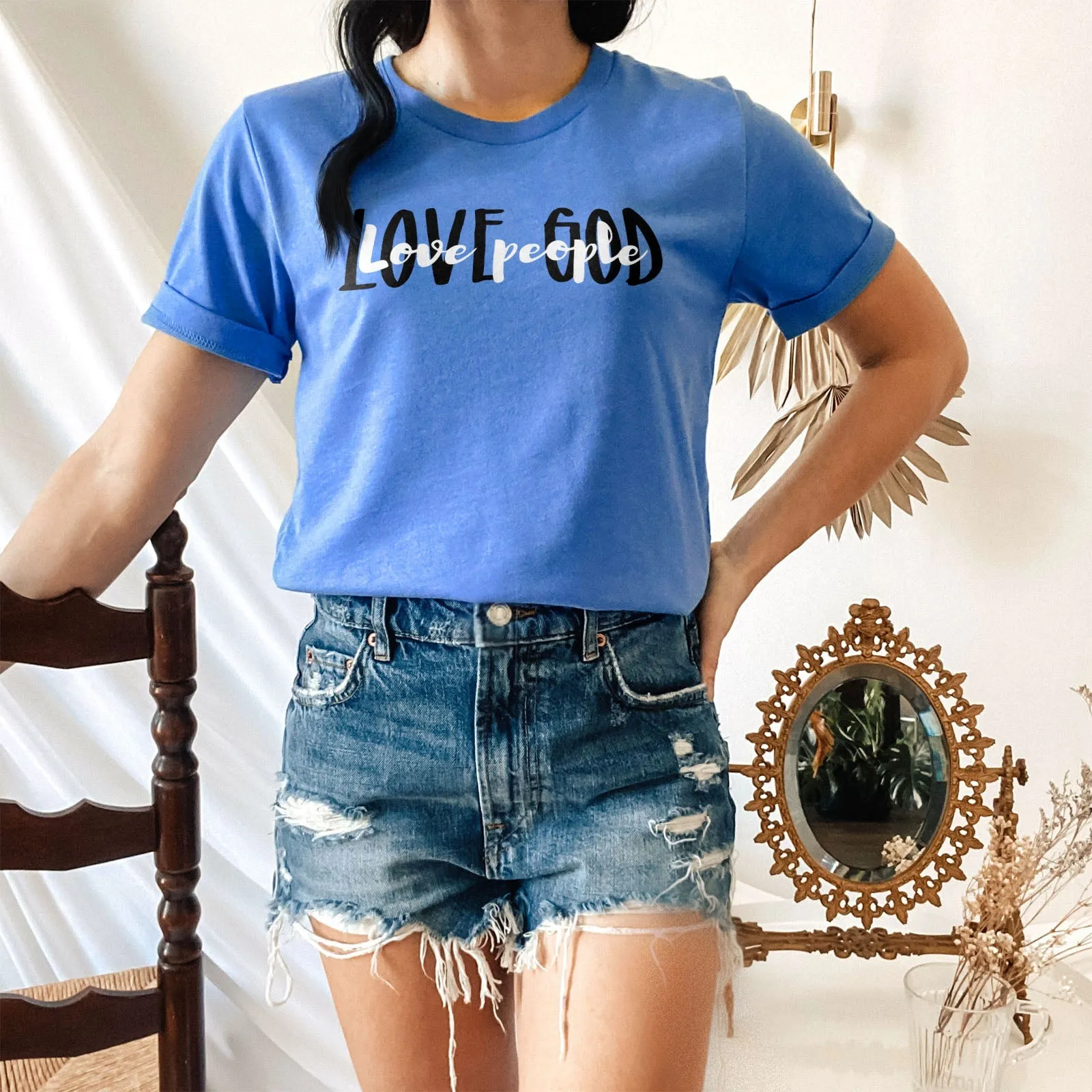 Love God Love People Tee Shirts For Women - Christian Shirts for Women - Religious Tee Shirts