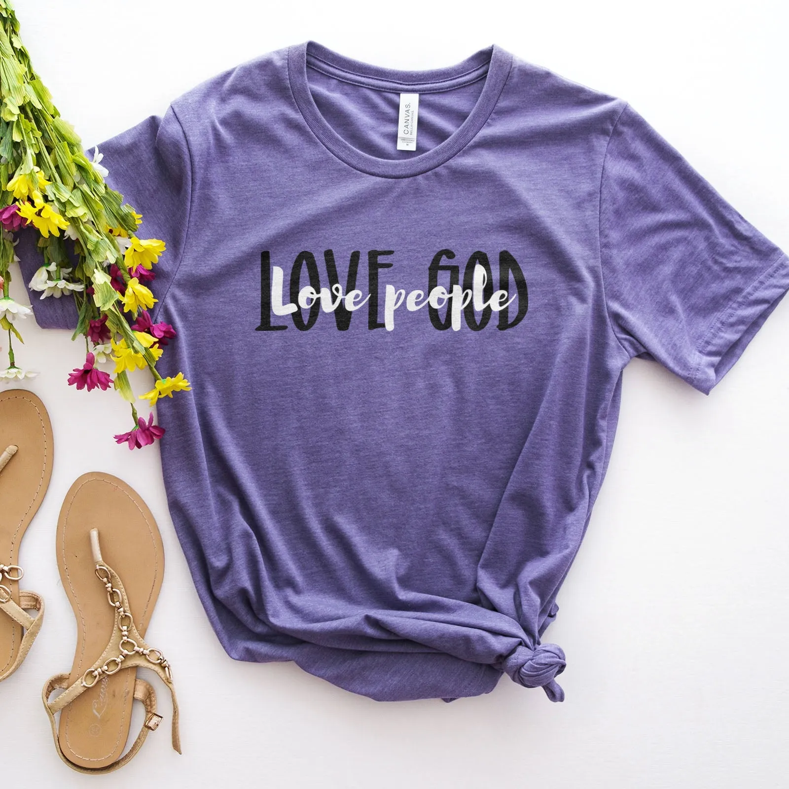 Love God Love People Tee Shirts For Women - Christian Shirts for Women - Religious Tee Shirts