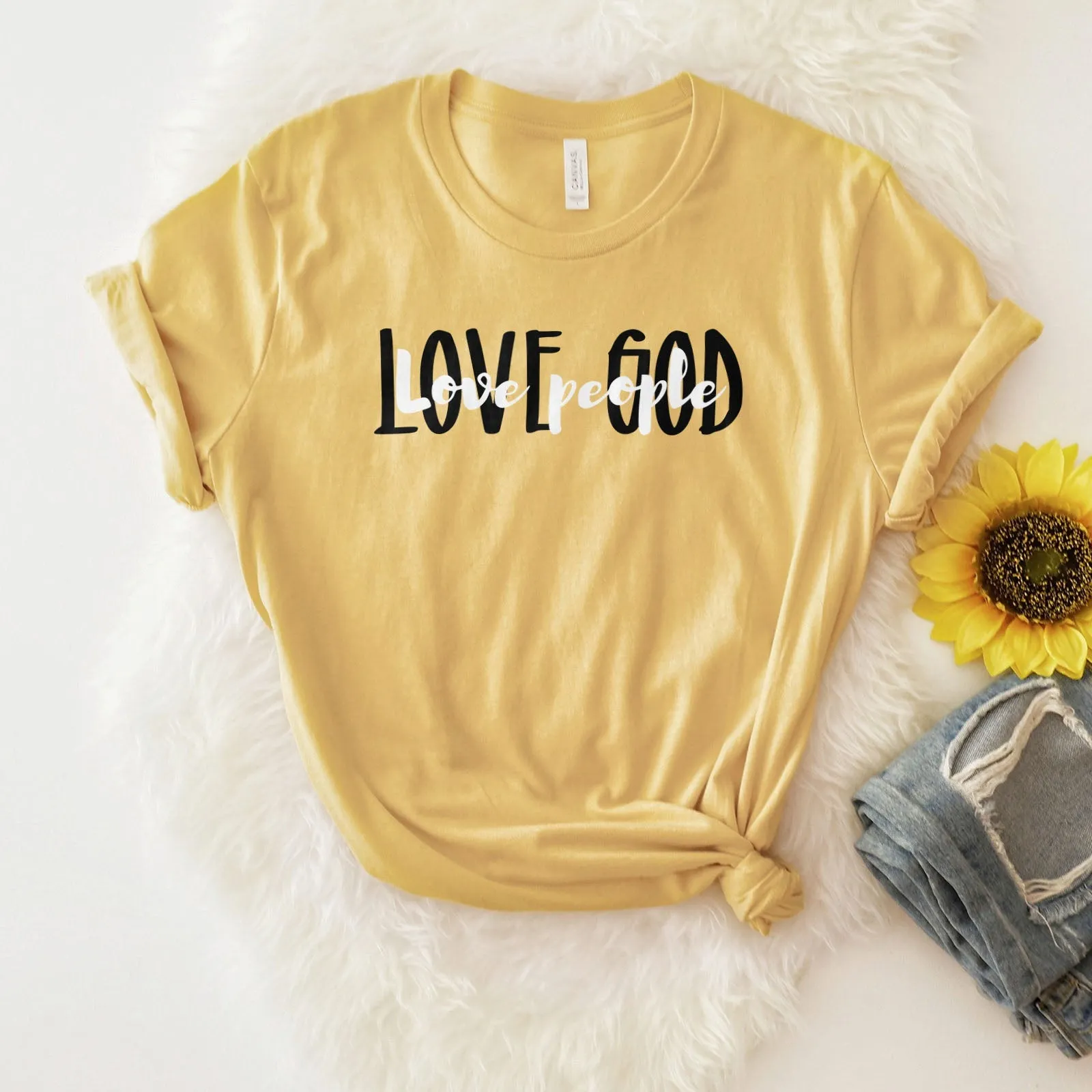 Love God Love People Tee Shirts For Women - Christian Shirts for Women - Religious Tee Shirts