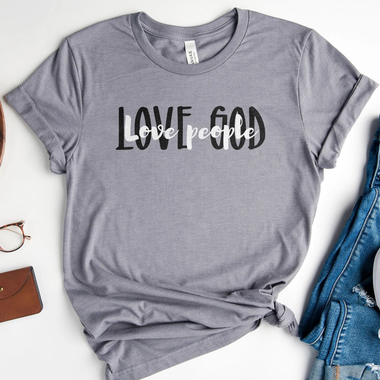 Love God Love People Tee Shirts For Women - Christian Shirts for Women - Religious Tee Shirts