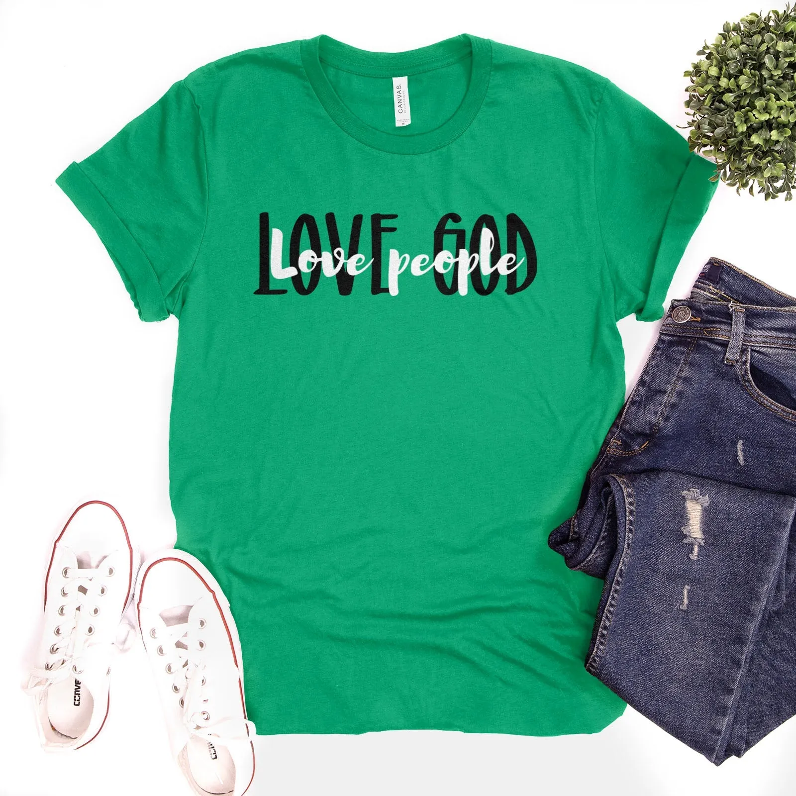 Love God Love People Tee Shirts For Women - Christian Shirts for Women - Religious Tee Shirts