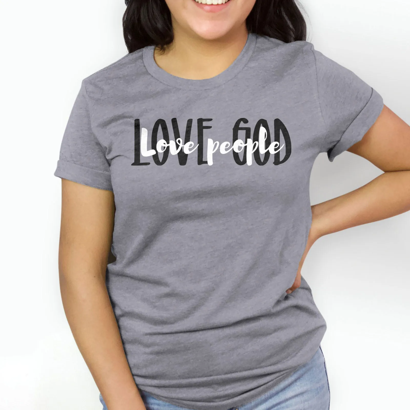 Love God Love People Tee Shirts For Women - Christian Shirts for Women - Religious Tee Shirts