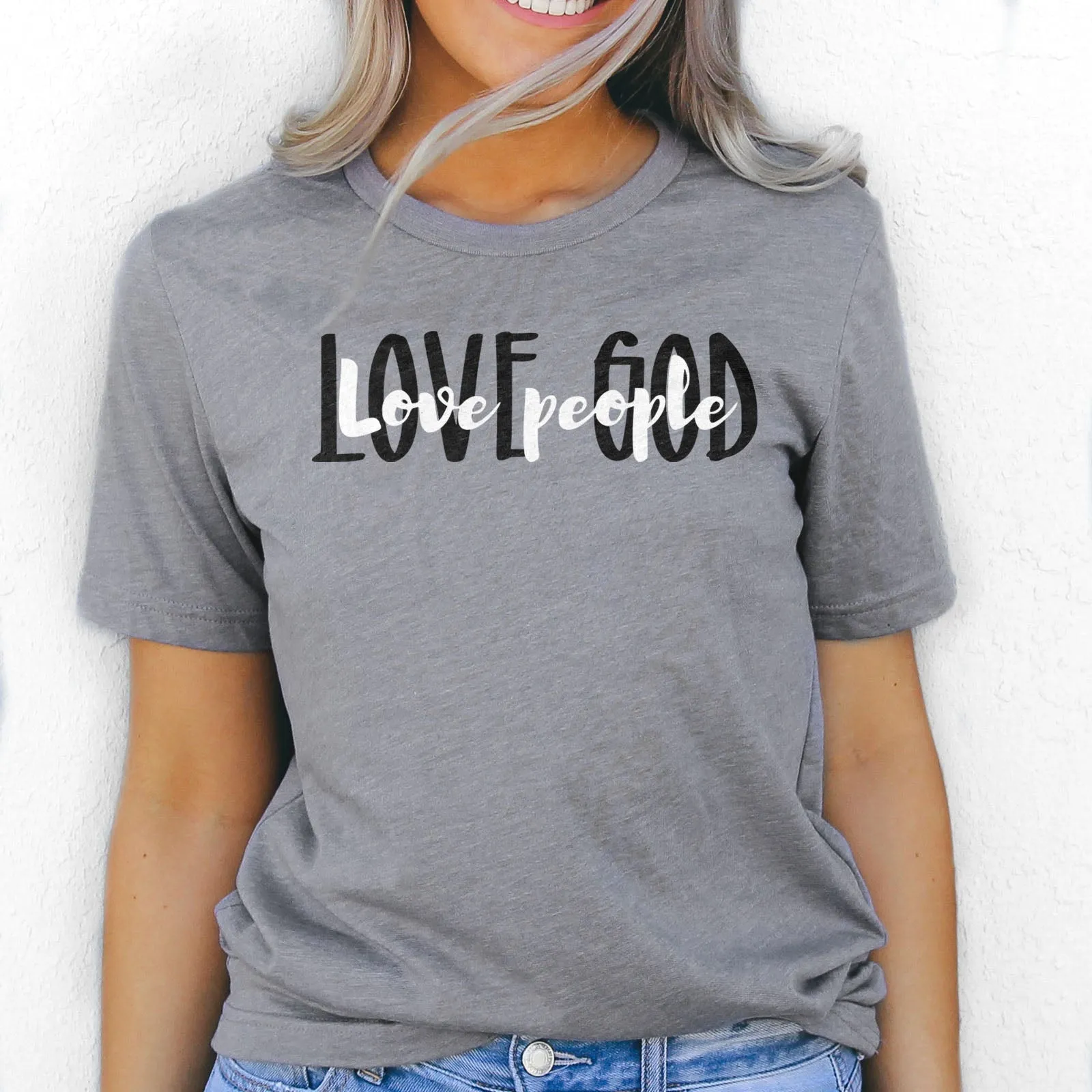 Love God Love People Tee Shirts For Women - Christian Shirts for Women - Religious Tee Shirts