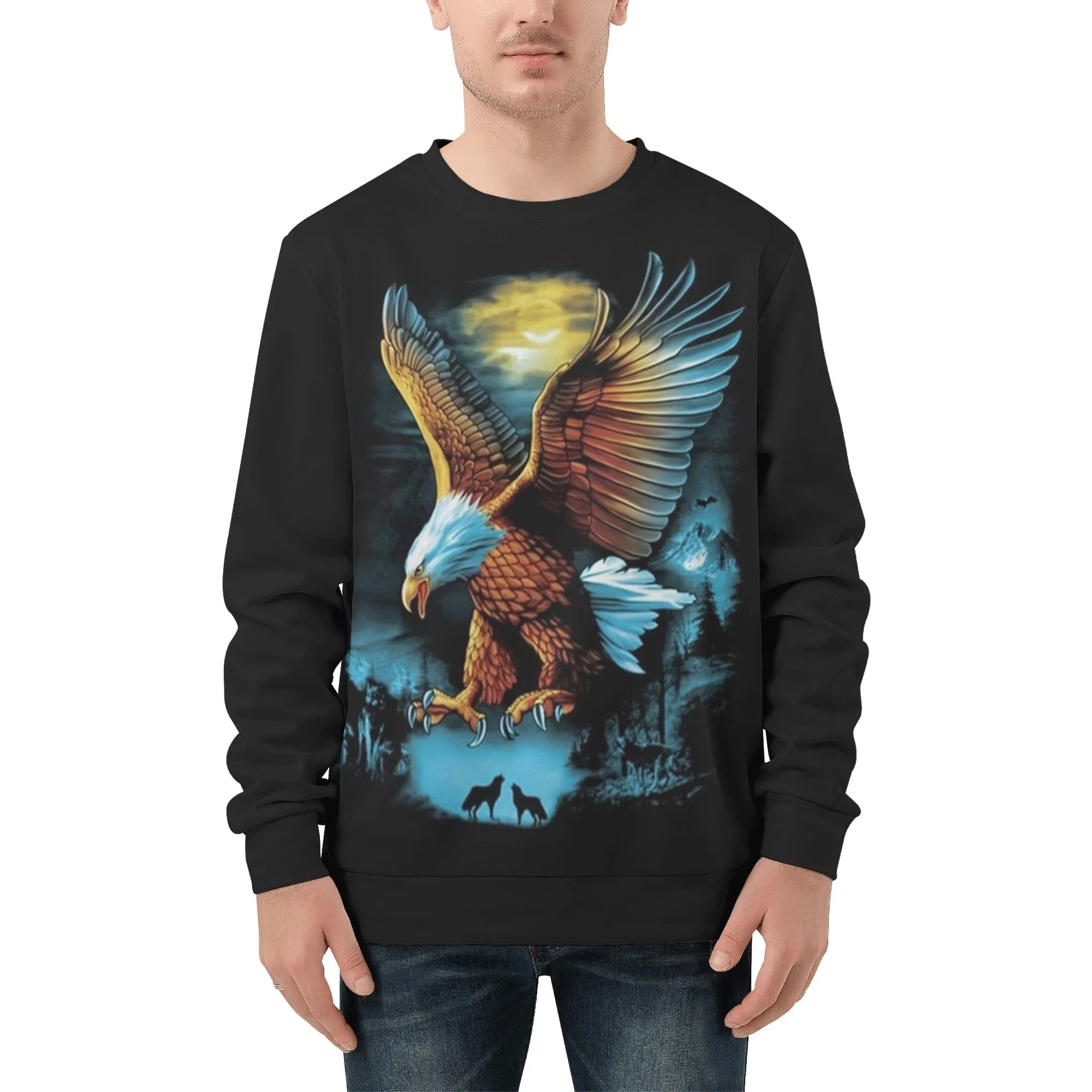 Men's Flying Eagle Pullover Polyester Sweatshirt