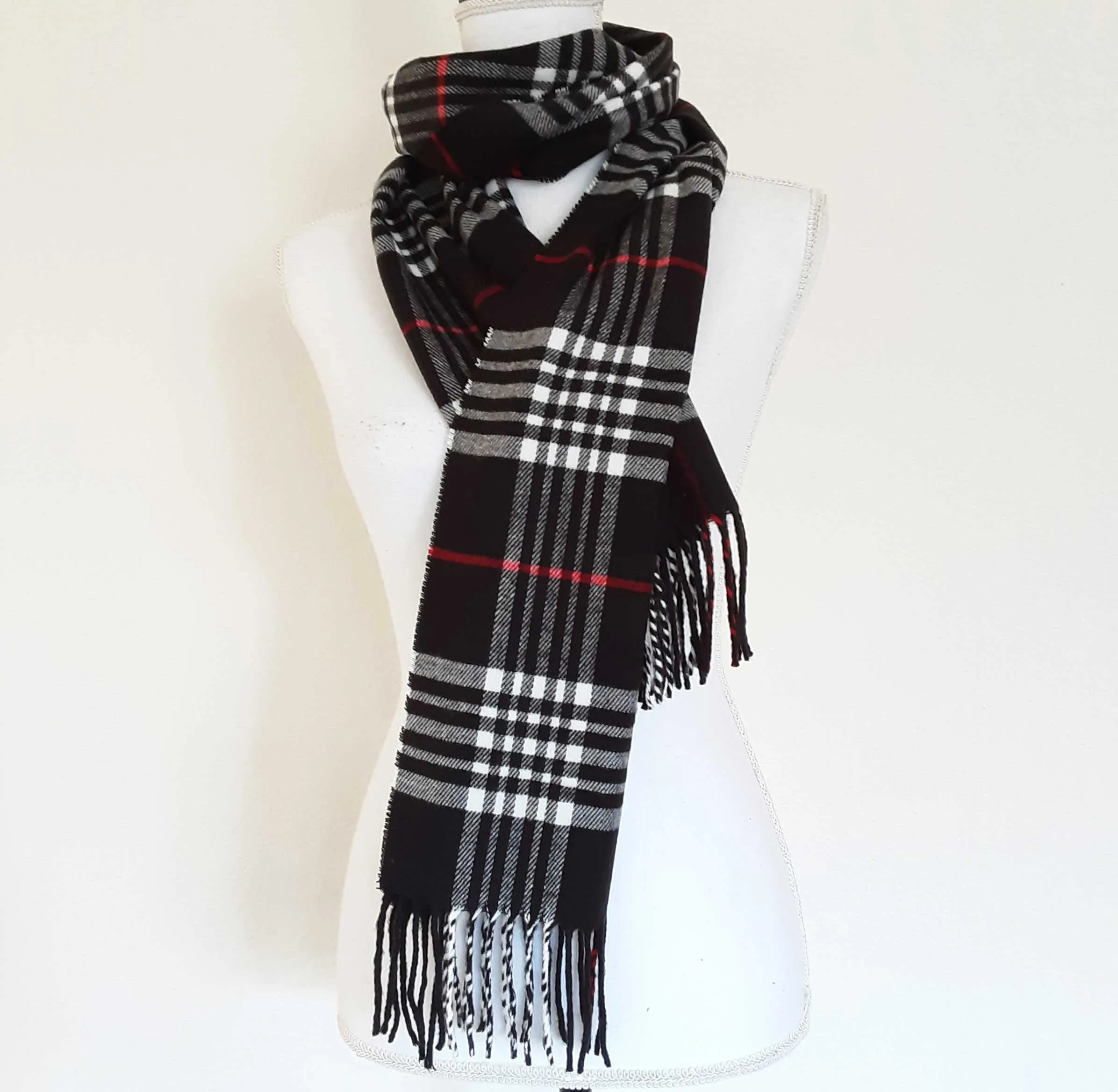 Monogrammed Cashmere Feel Scarf - Monogrammed Plaid Blanket Scarf, Bridesmaid Gi