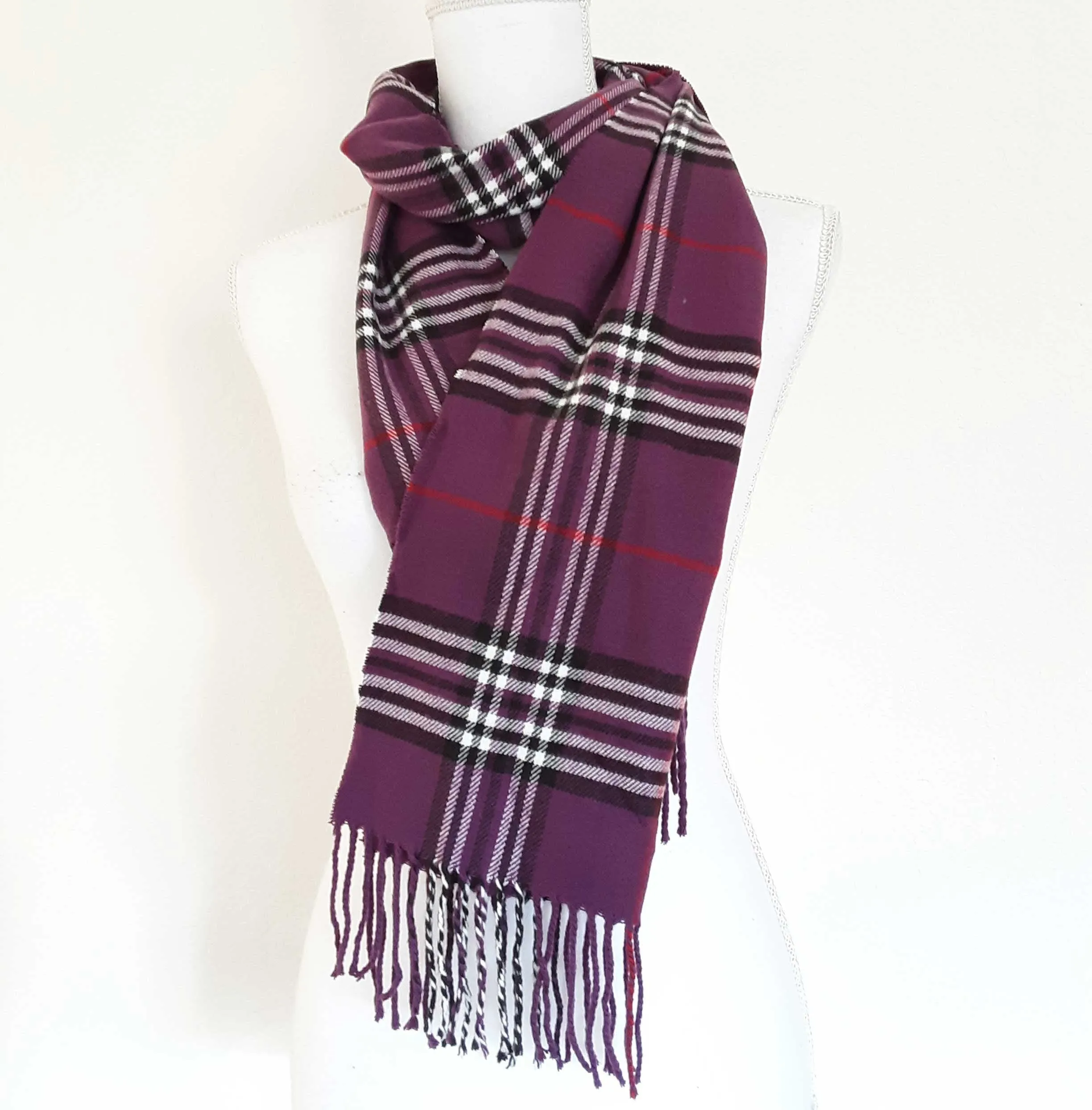 Monogrammed Cashmere Feel Scarf - Monogrammed Plaid Blanket Scarf, Bridesmaid Gi