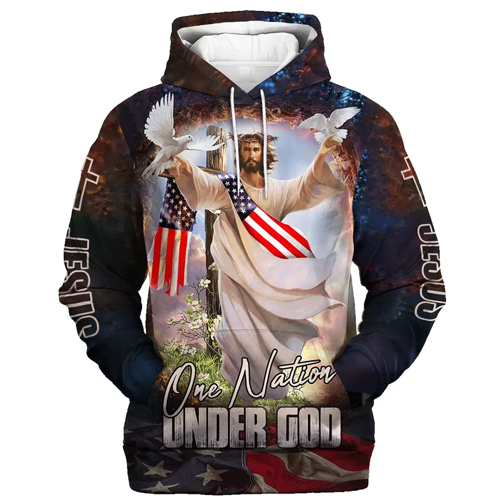 One Nation Under God Hoodie Jesus Dove 3d Hoodies Jesus Hoodie Men & Women Christian Hoodie 3D Printed Hoodie