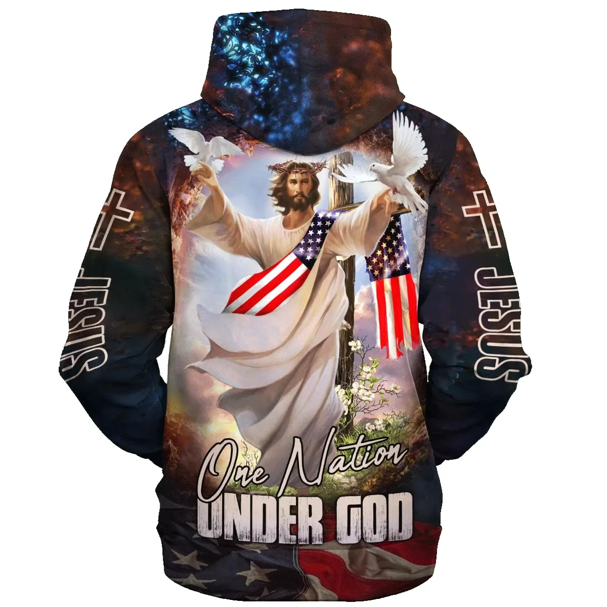 One Nation Under God Hoodie Jesus Dove 3d Hoodies Jesus Hoodie Men & Women Christian Hoodie 3D Printed Hoodie