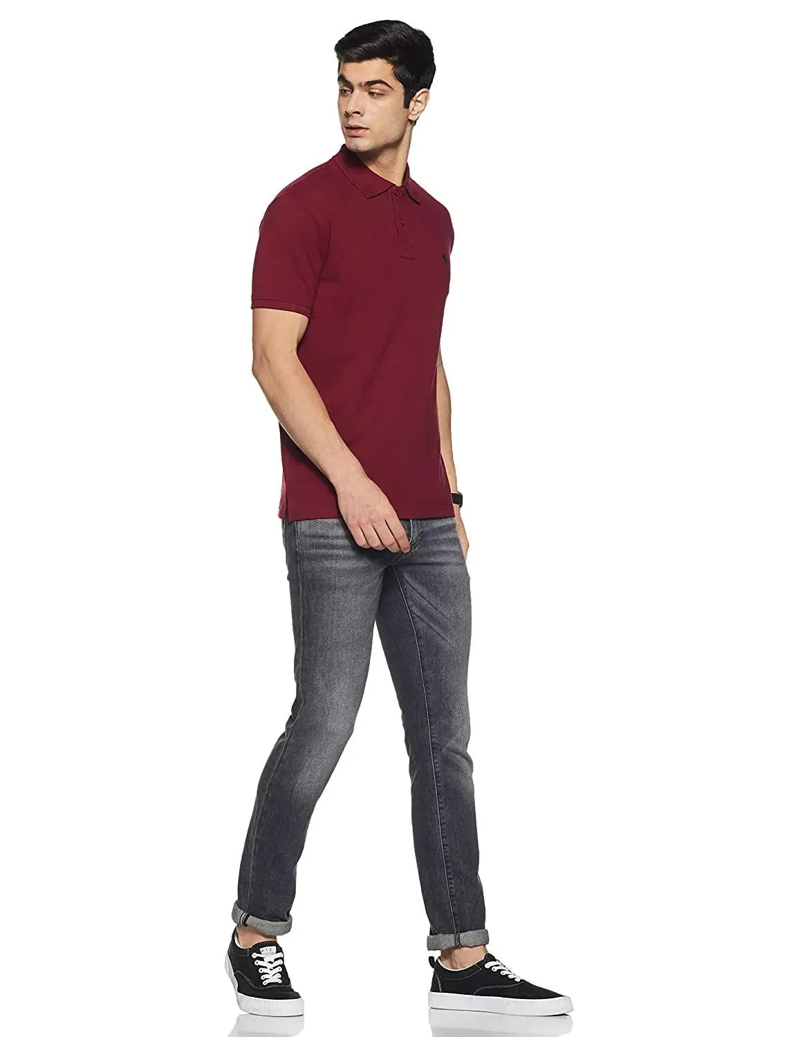 ONN Men's Cotton Polo T-Shirt in Solid Maroon Colour