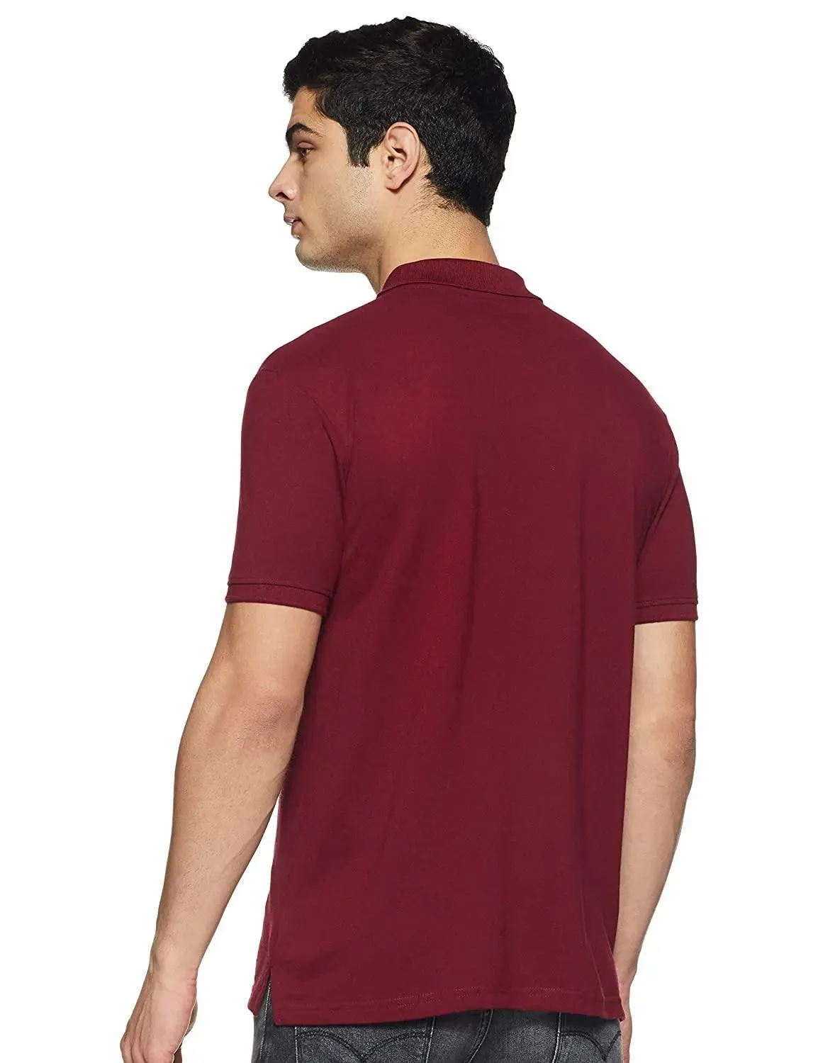 ONN Men's Cotton Polo T-Shirt in Solid Maroon Colour