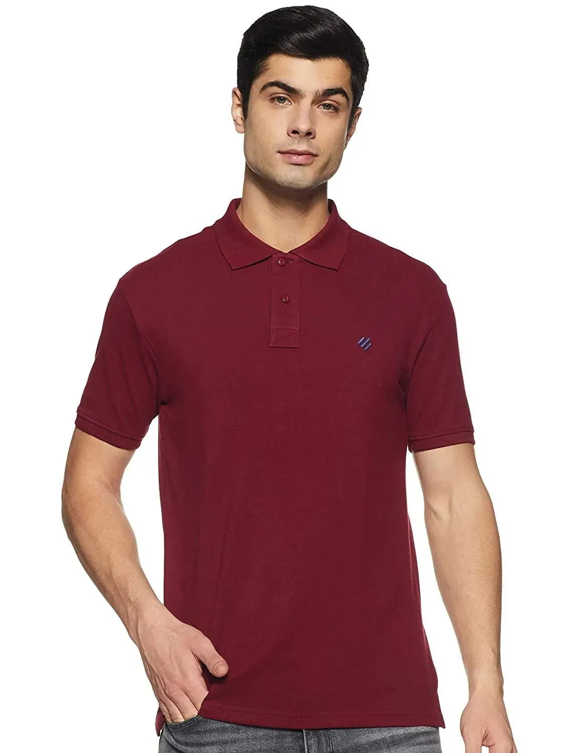 ONN Men's Cotton Polo T-Shirt in Solid Maroon Colour