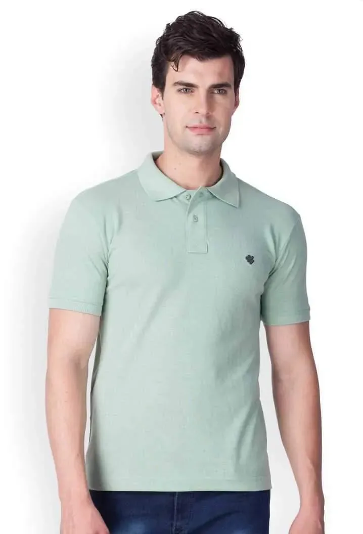 ONN Men's Cotton Polo T-Shirt in Solid Smoke Green colour