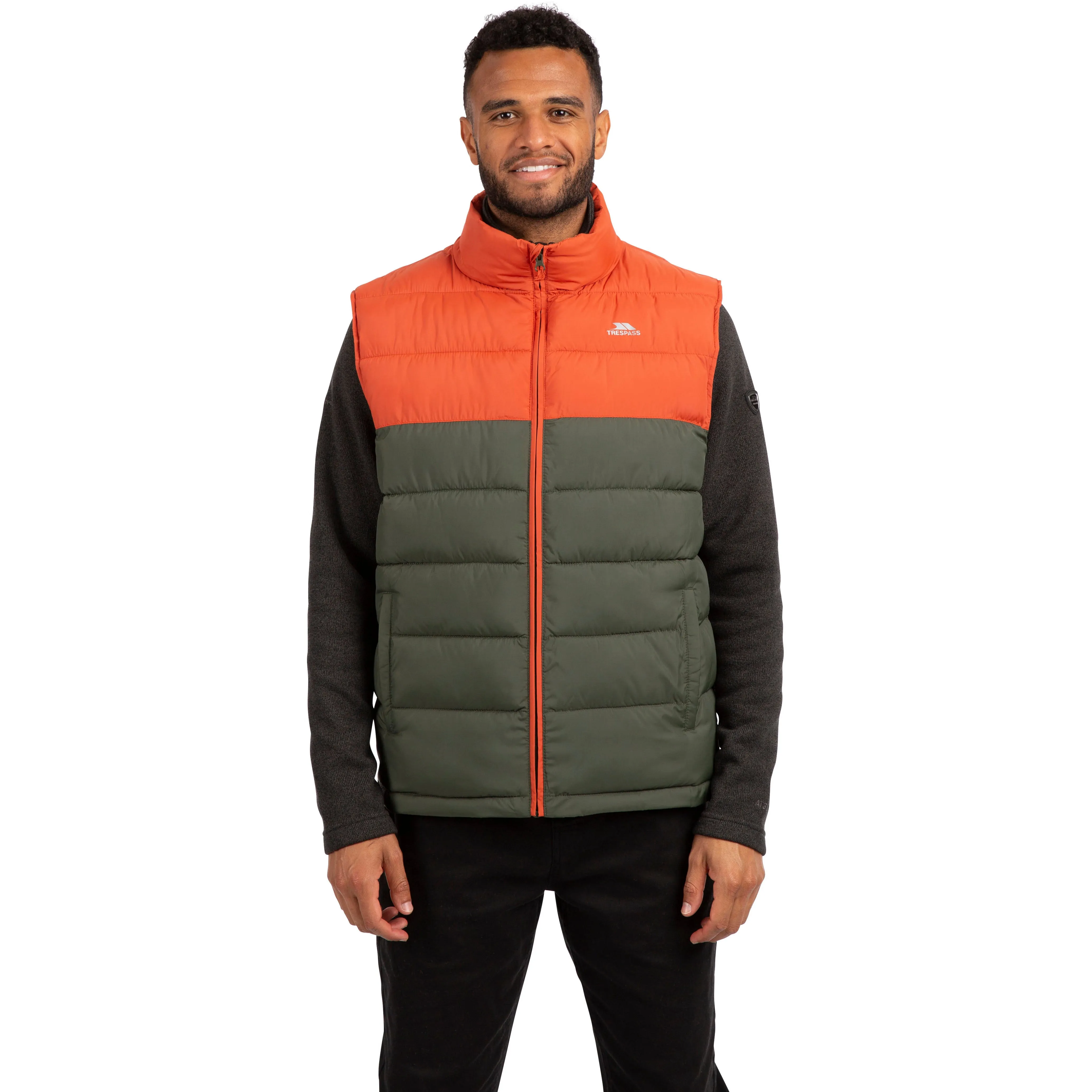 Oskar Men's Padded Gilet / Bodywarmer in Burnt Orange and Green