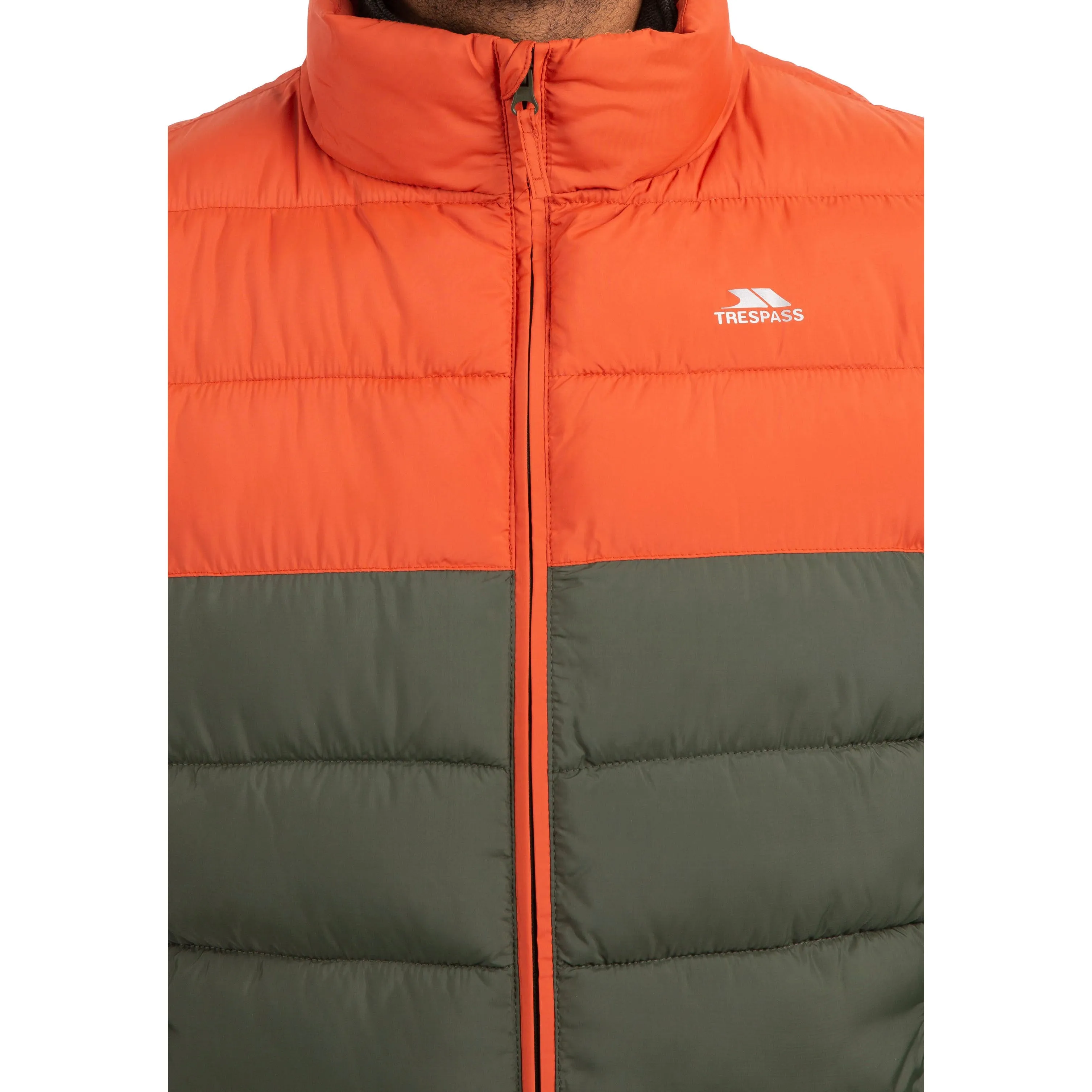 Oskar Men's Padded Gilet / Bodywarmer in Burnt Orange and Green