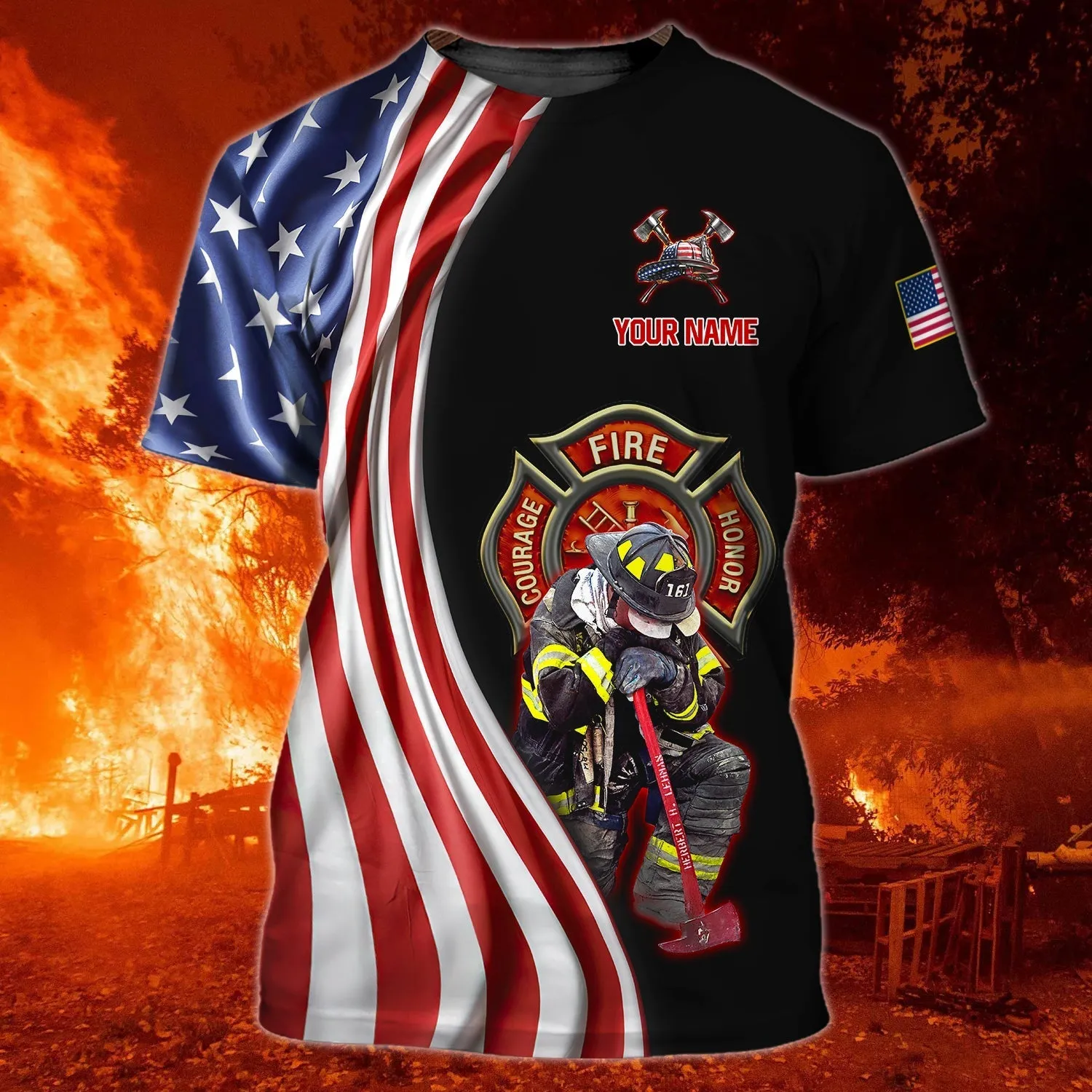 Personalized Firefighter Job Shirts Full Printing, Proud To Have Save American Firefighter Mand T Shirts