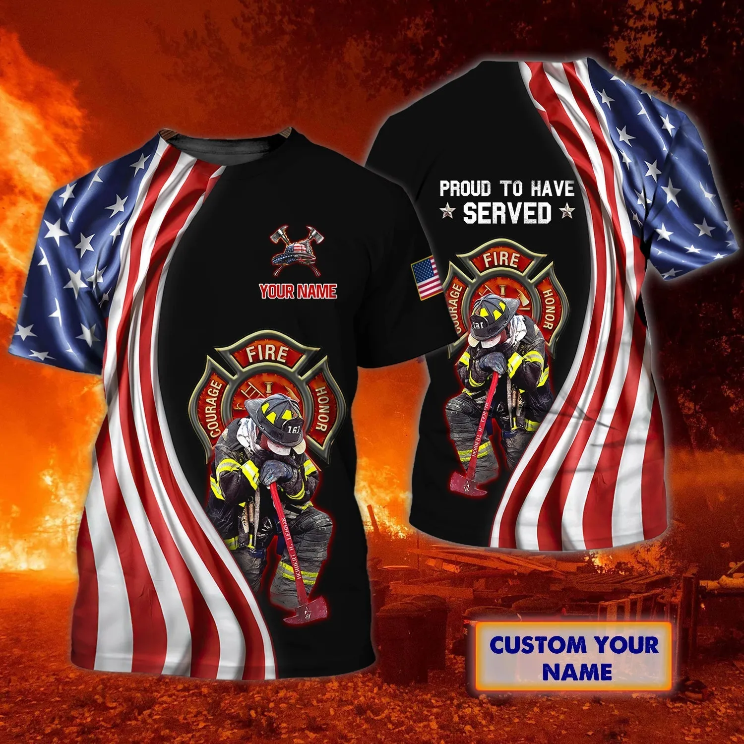 Personalized Firefighter Job Shirts Full Printing, Proud To Have Save American Firefighter Mand T Shirts