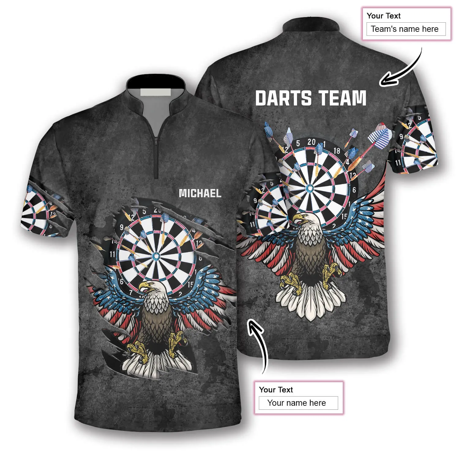 Personalized Name Team Darts Eagle Grunt Style Custom Darts Jerseys For Men