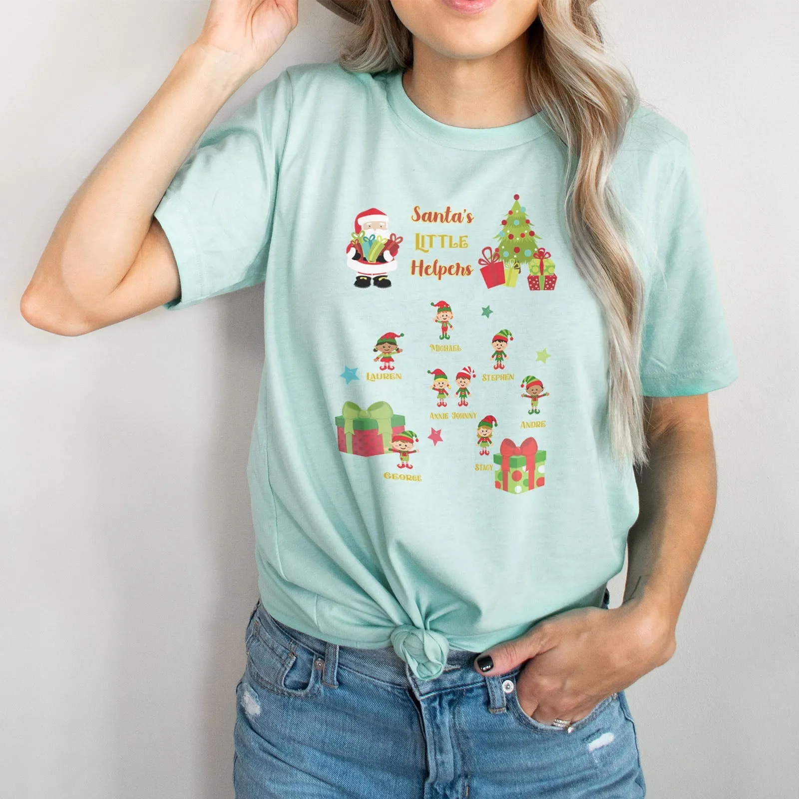 Personalized Santa's Little Helpers Tee Shirts For Women - Christian Shirts for Women - Religious Tee Shirts