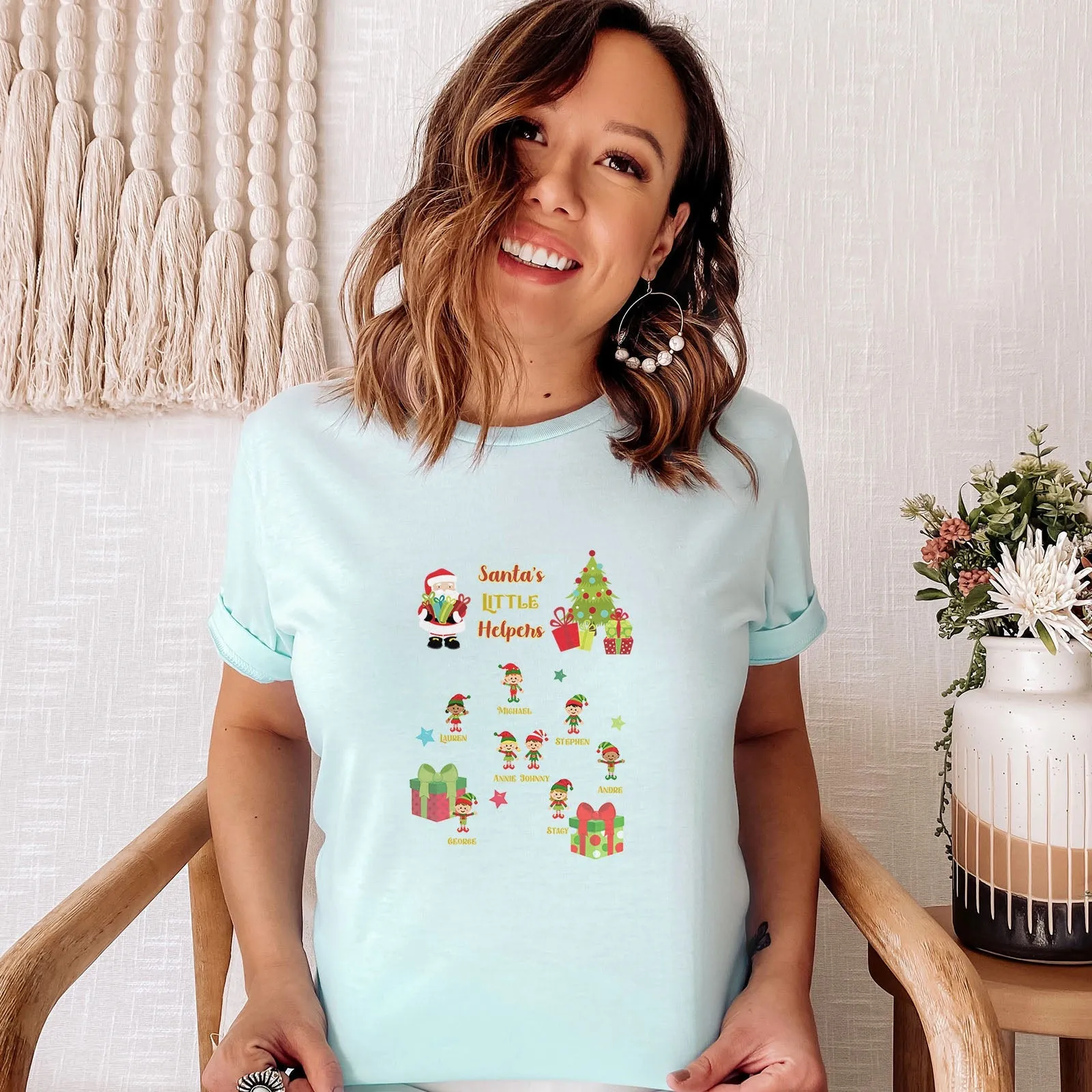 Personalized Santa's Little Helpers Tee Shirts For Women - Christian Shirts for Women - Religious Tee Shirts