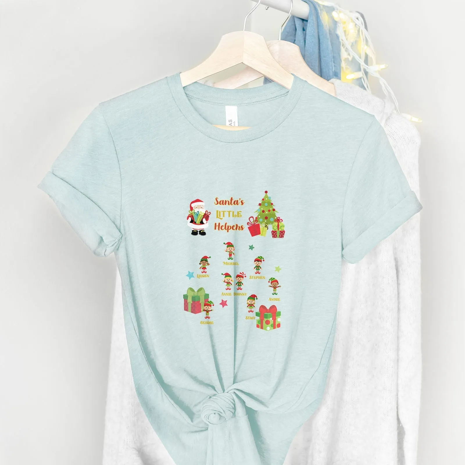 Personalized Santa's Little Helpers Tee Shirts For Women - Christian Shirts for Women - Religious Tee Shirts