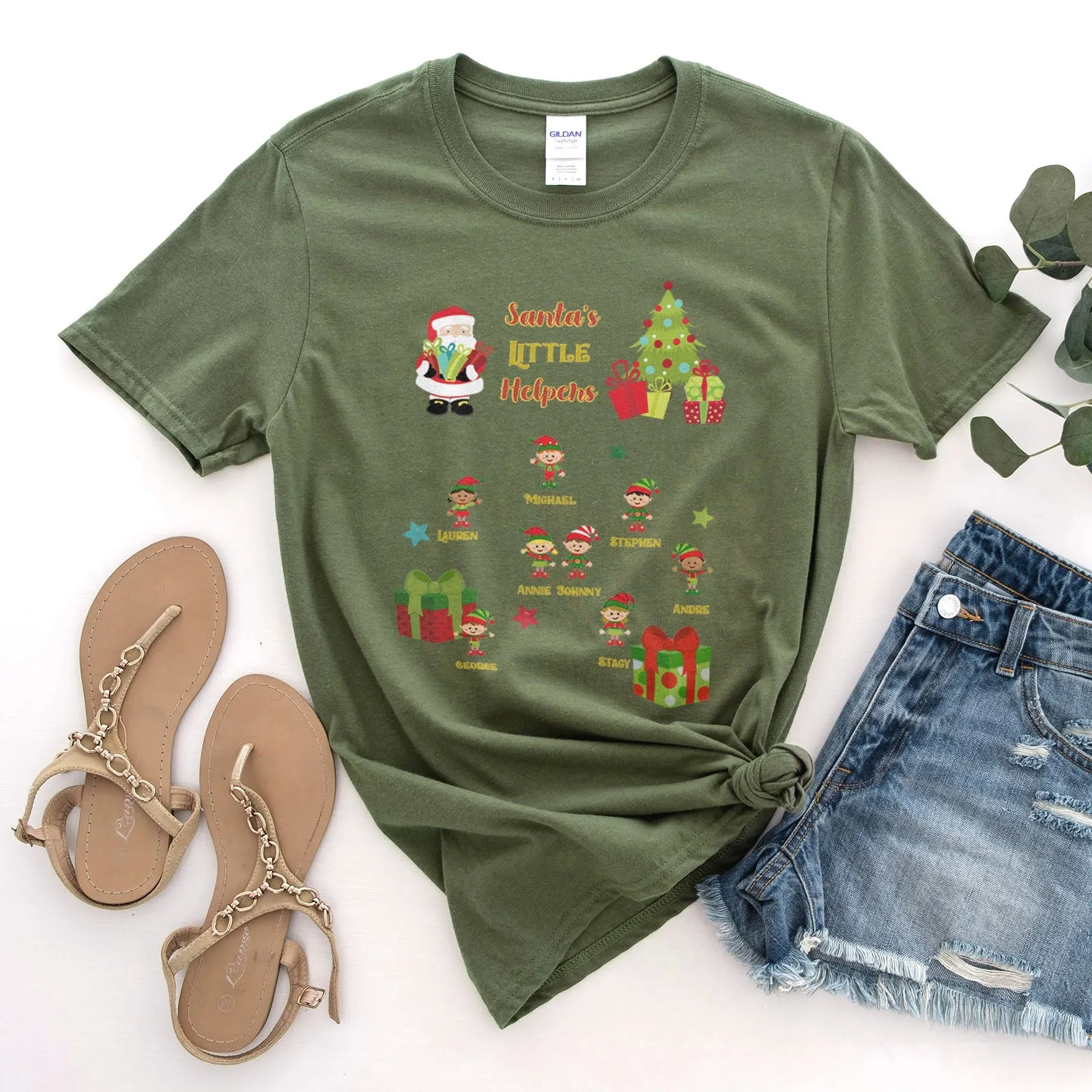 Personalized Santa's Little Helpers Tee Shirts For Women - Christian Shirts for Women - Religious Tee Shirts