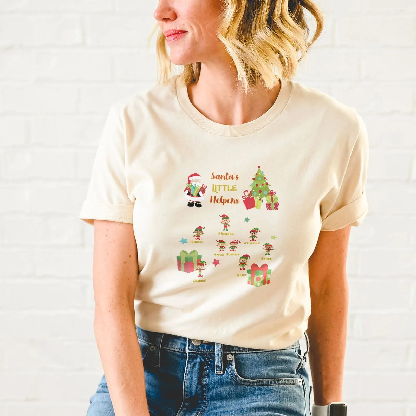 Personalized Santa's Little Helpers Tee Shirts For Women - Christian Shirts for Women - Religious Tee Shirts