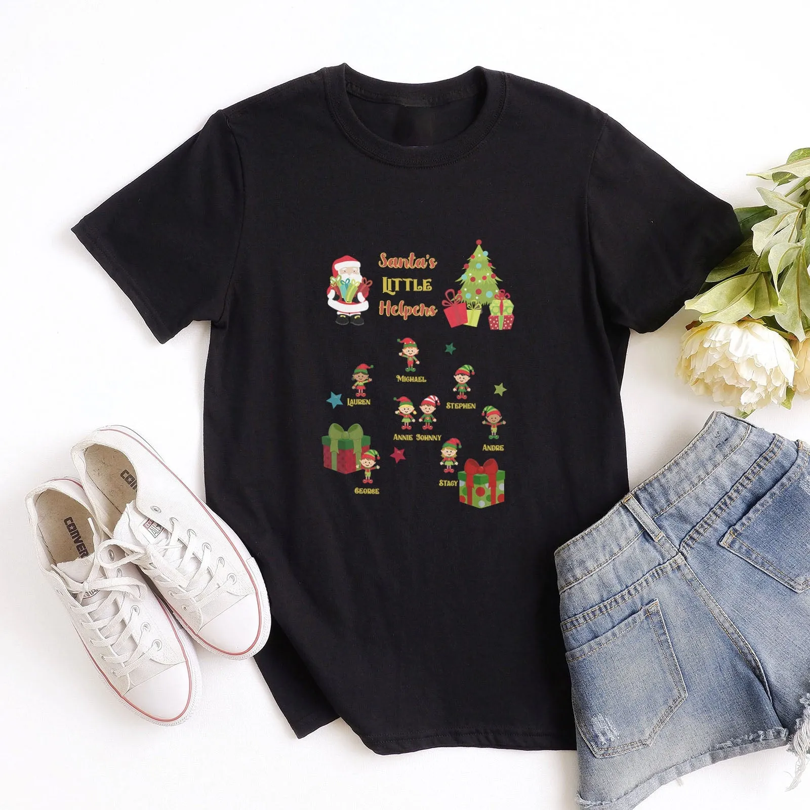 Personalized Santa's Little Helpers Tee Shirts For Women - Christian Shirts for Women - Religious Tee Shirts