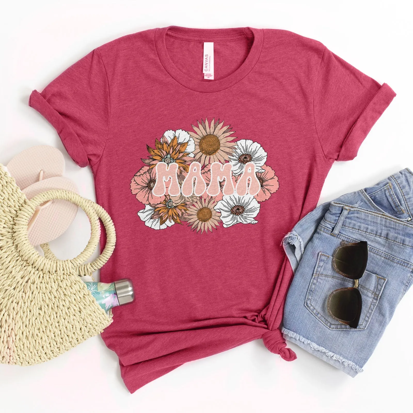 Pink Boho Floral Mama Tee Shirts For Women - Christian Shirts for Women - Religious Tee Shirts