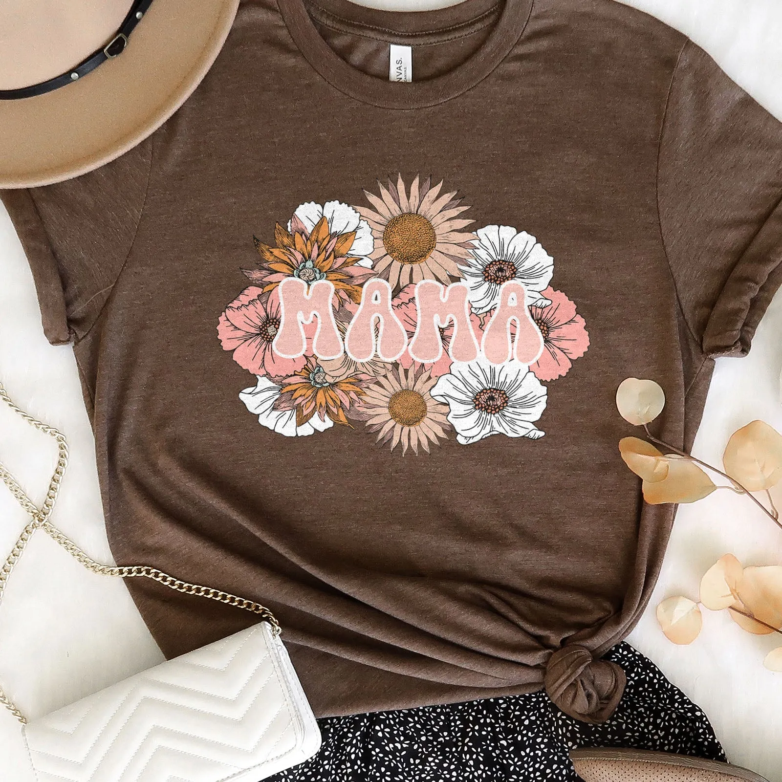 Pink Boho Floral Mama Tee Shirts For Women - Christian Shirts for Women - Religious Tee Shirts