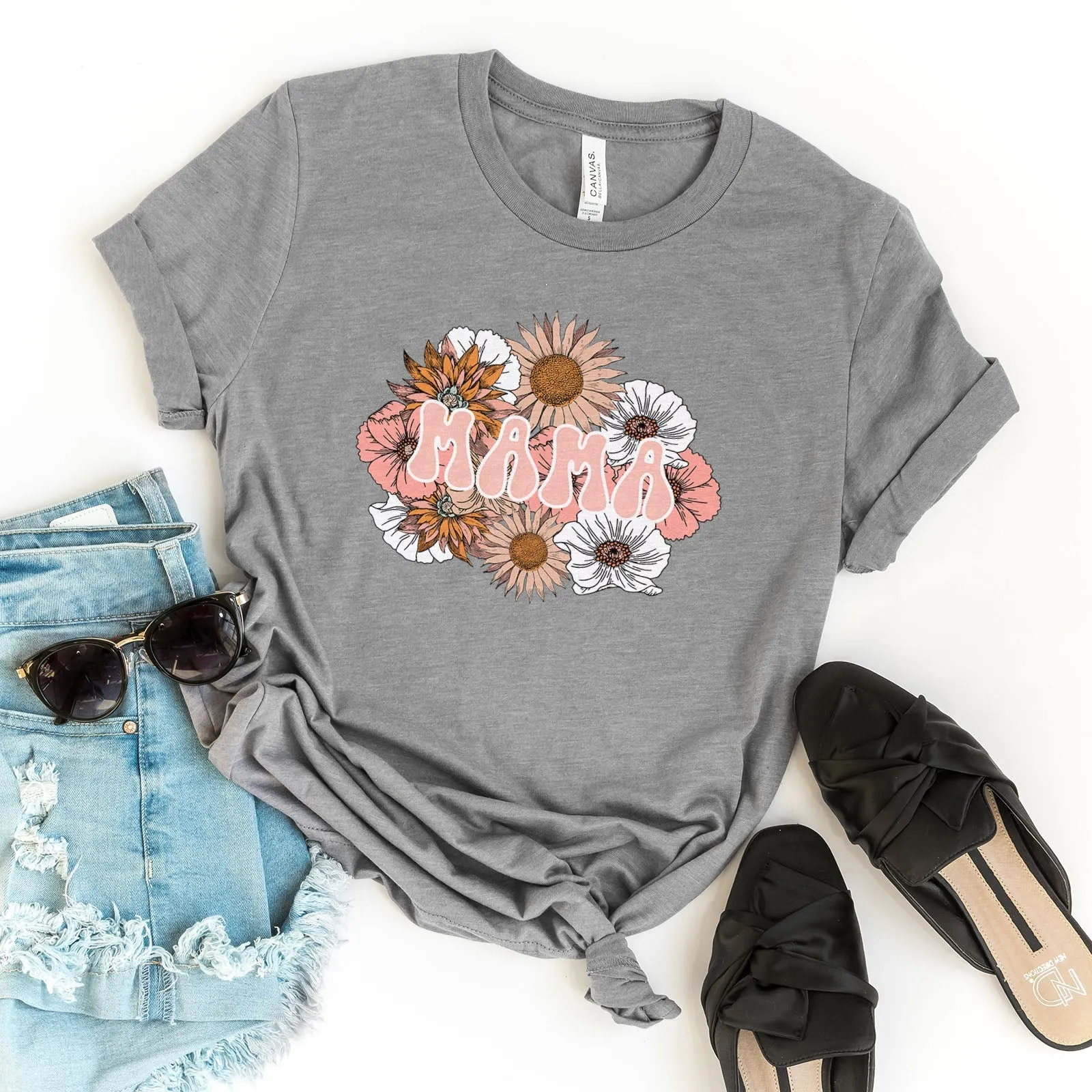 Pink Boho Floral Mama Tee Shirts For Women - Christian Shirts for Women - Religious Tee Shirts