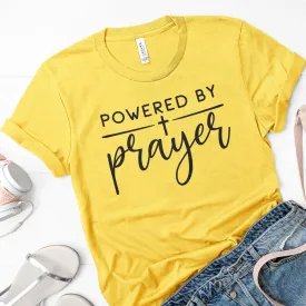 Powered by Prayer Tee Shirts For Women - Christian Shirts for Women - Religious Tee Shirts